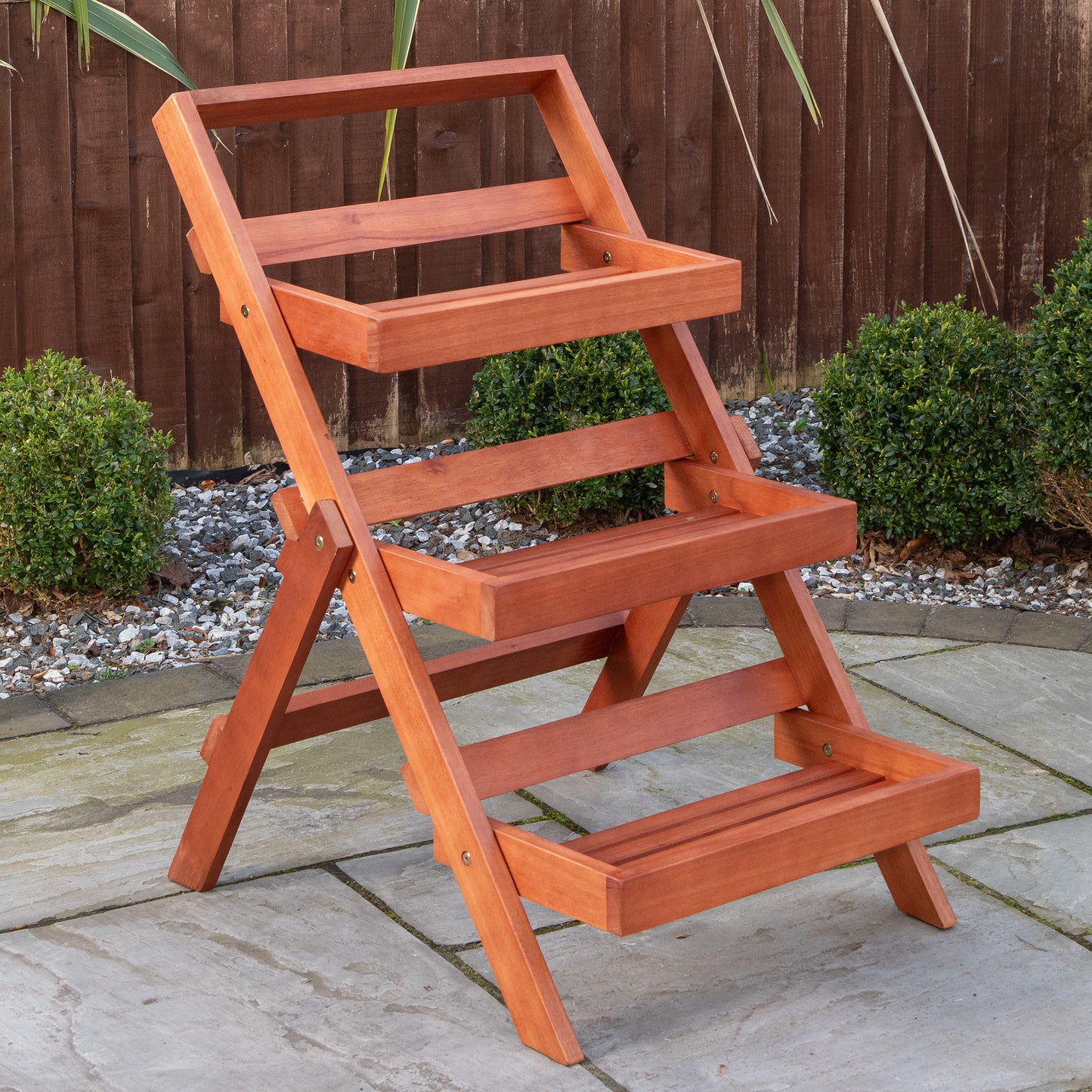 Outdoor 3 Tier Wooden Foldable Plant Display Stand