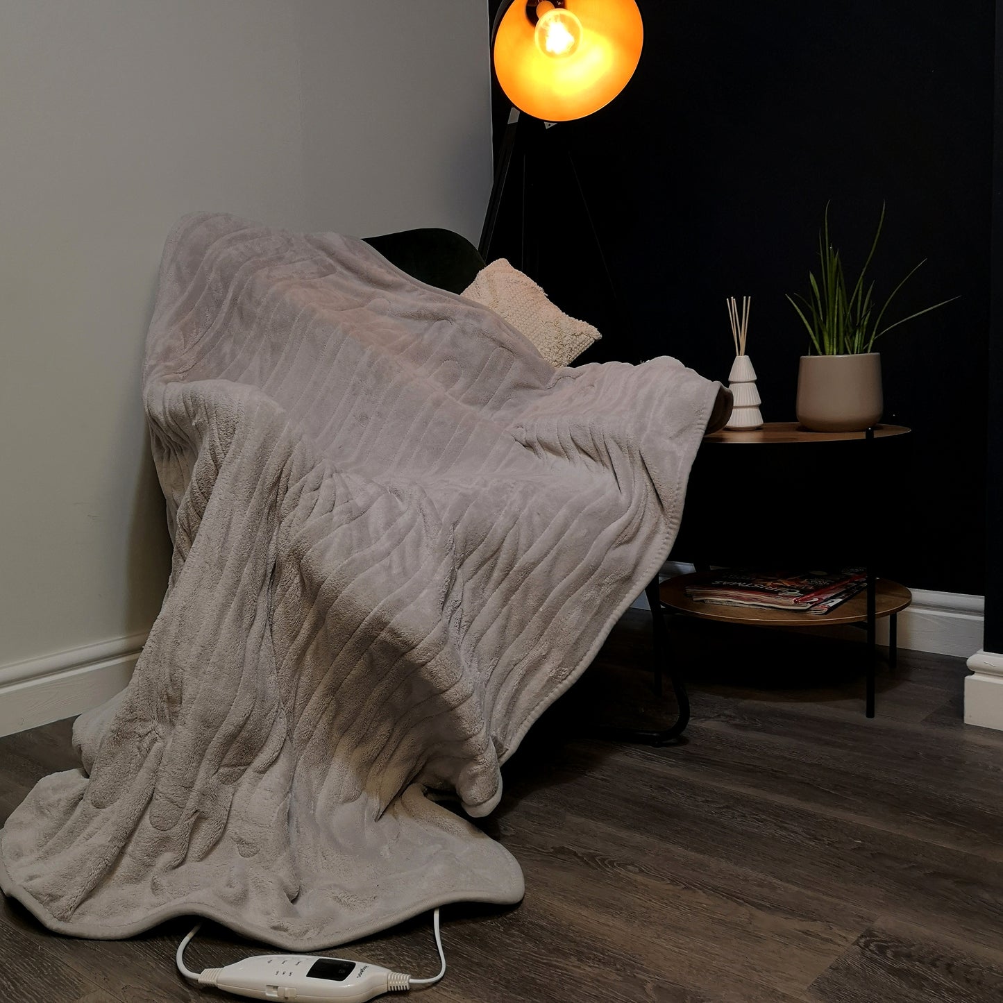 160cm 120w Grey Electric Throw Blanket with Temperature Settings