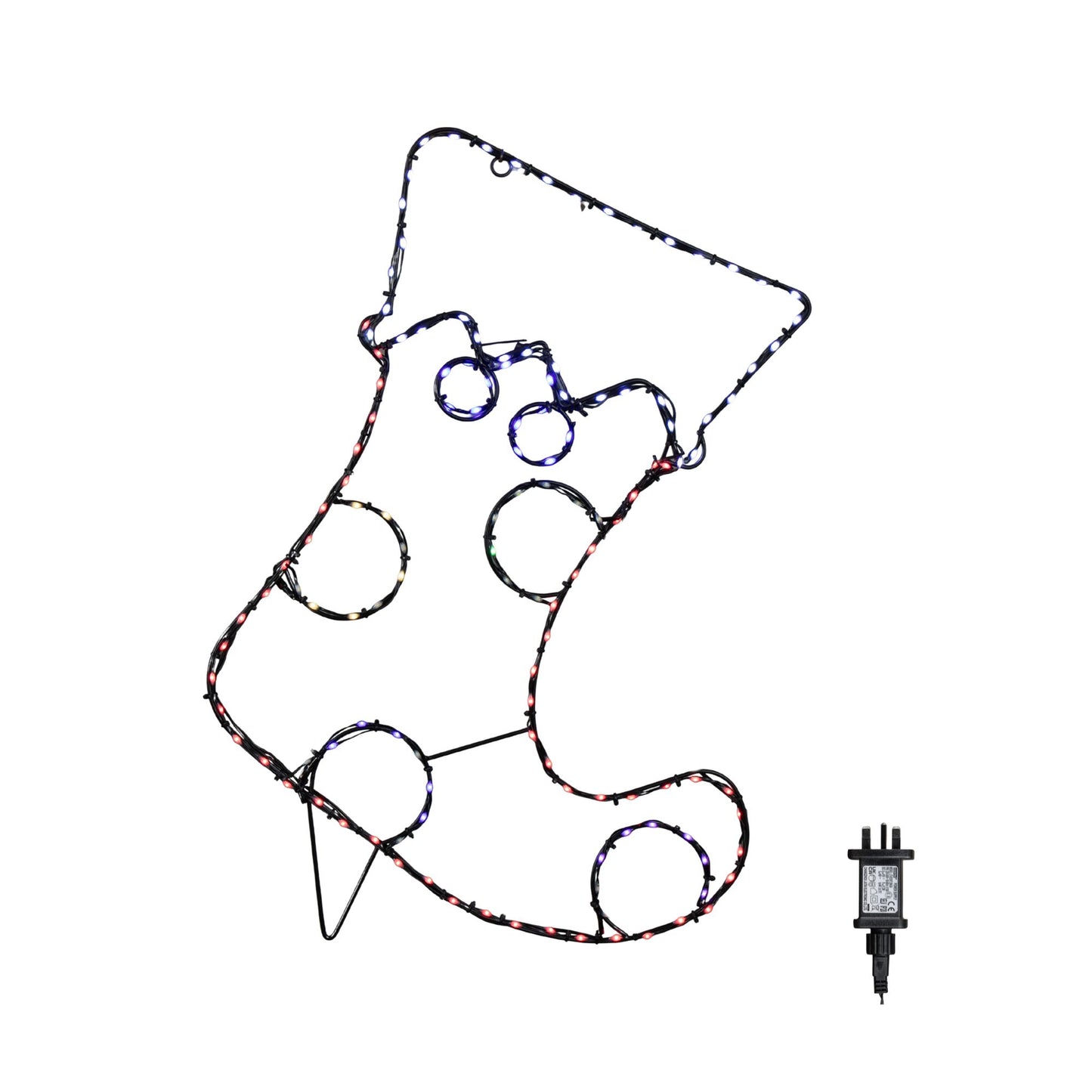 60cm x 42cm Light up FlexiBrights Christmas Stocking Silhouette with 134 Multi-Coloured LEDs