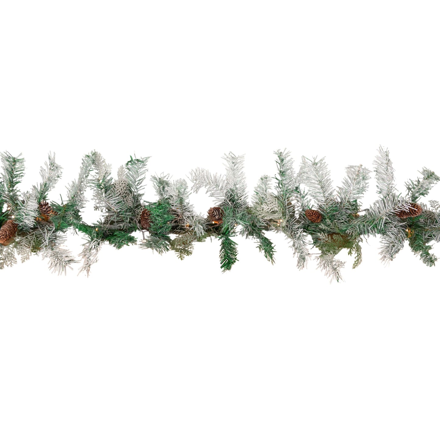 1.8m Snowy Christmas Garland with Pinecones 96 Tips and 50 Warm White LED Lights