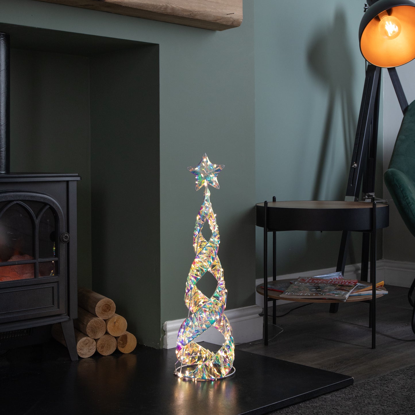 Factory Seconds: 60cm Light up Iridescent Christmas Starbelisk Decoration with Warm White LEDs