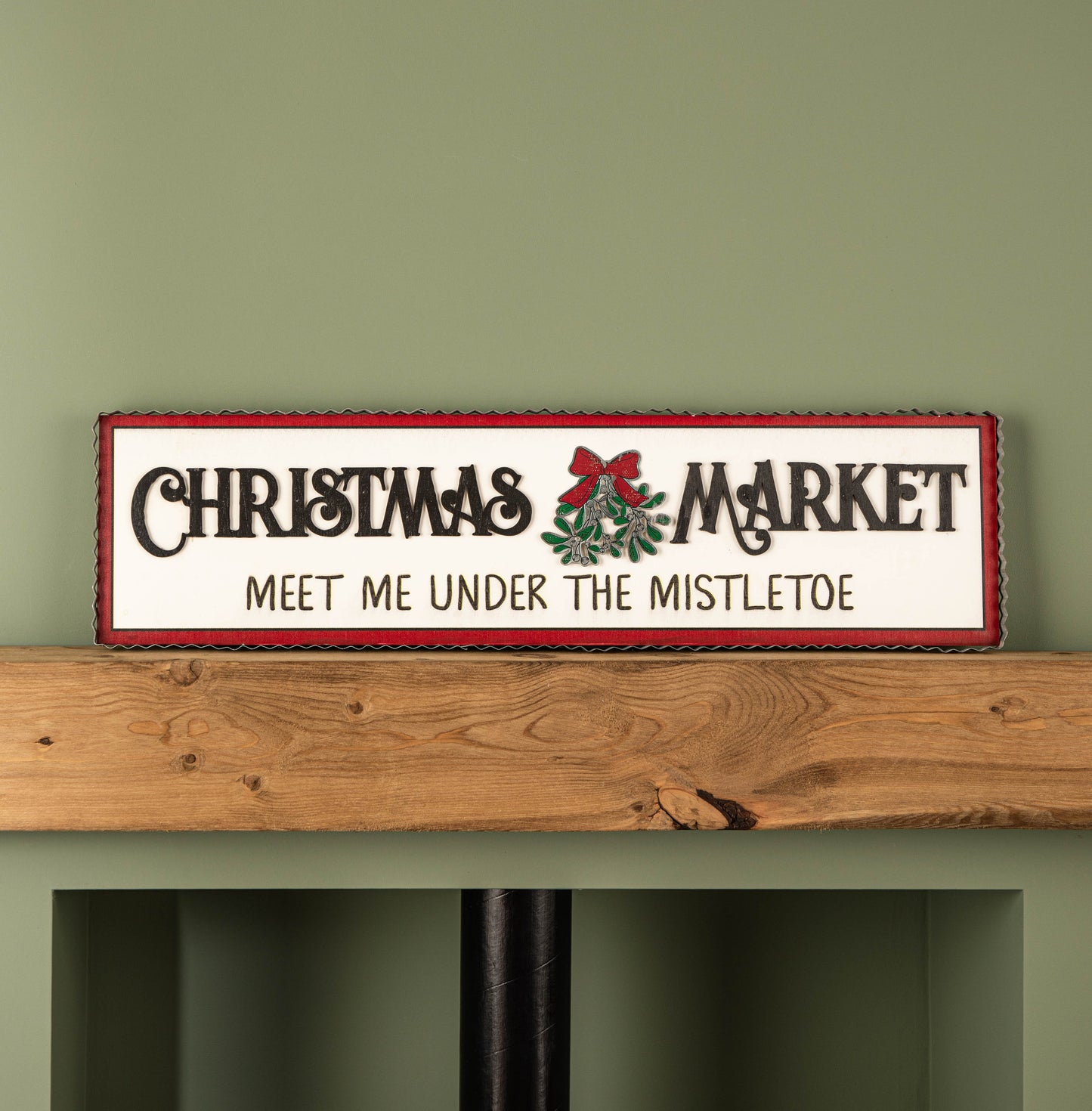 82cm White Wooden Christmas Market Hanging Sign