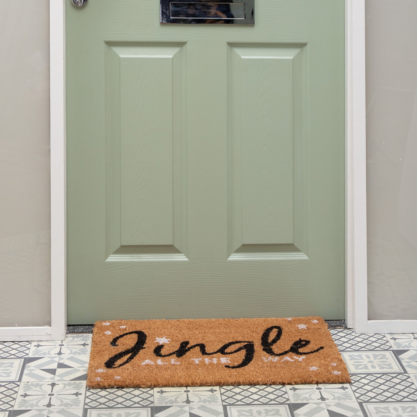60cm x 40cm Jingle All The Way Coir Doormat with PVC Backing