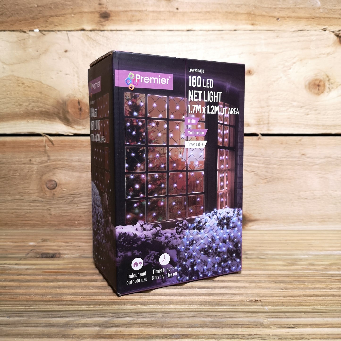 1.7m x 1.2m 180 LED Premier Indoor Outdoor Multifunction Christmas Net Light with Timer in Cool White