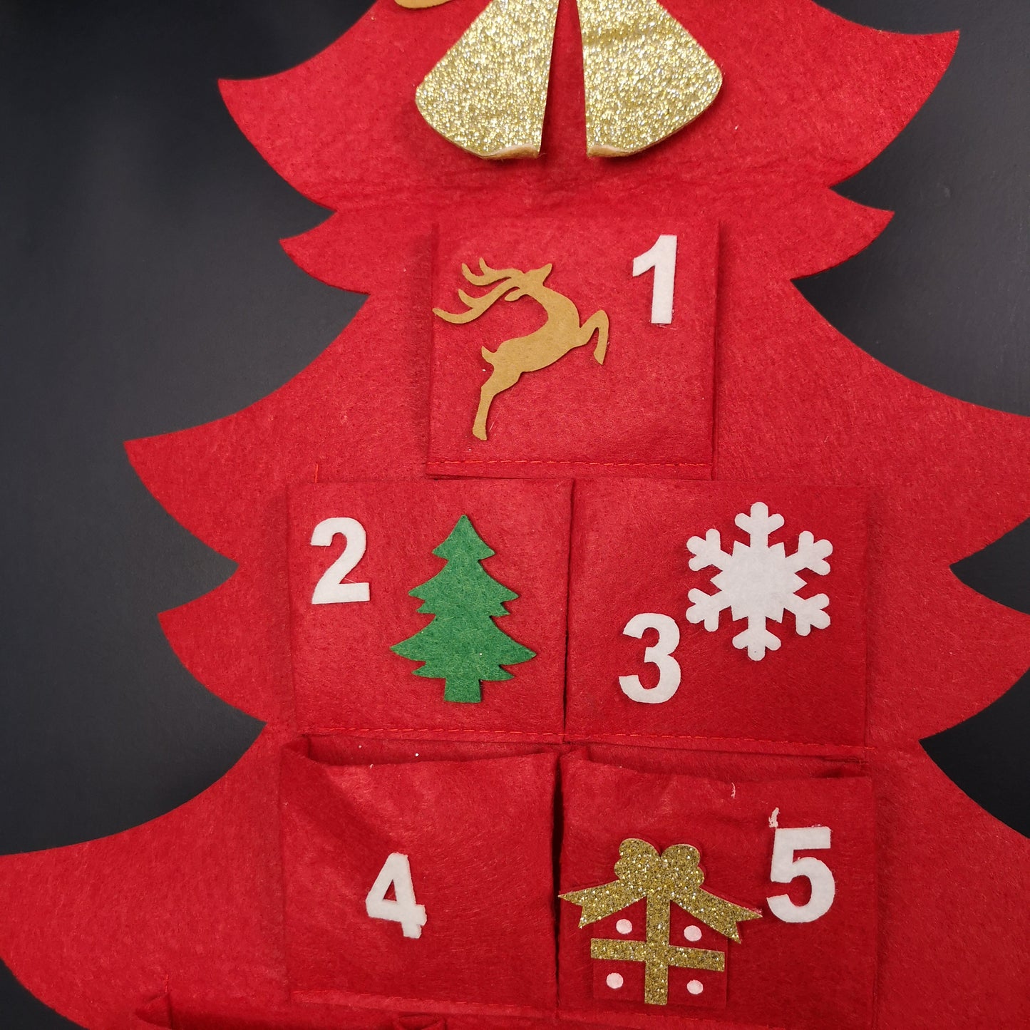 90cm Fabric Tree Shape Advent Calendar Christmas Decoration in Red