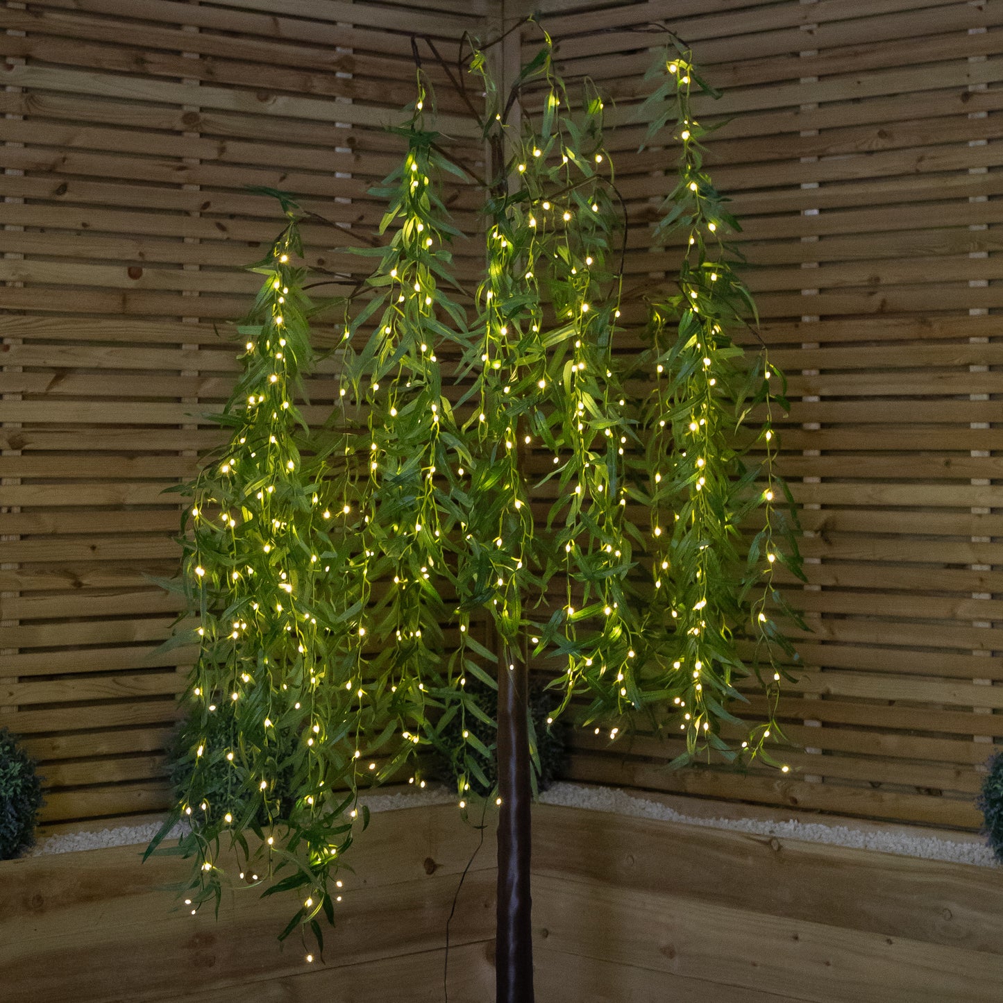 7ft (2.1m) Tall Light up Christmas Willow Tree with 384 Warm White LEDs