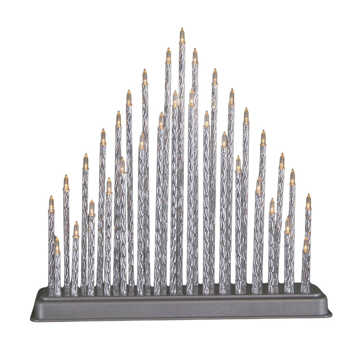 33cm Battery Operated Silver Light up Christmas Candle Bridge with 33 Warm White LEDs