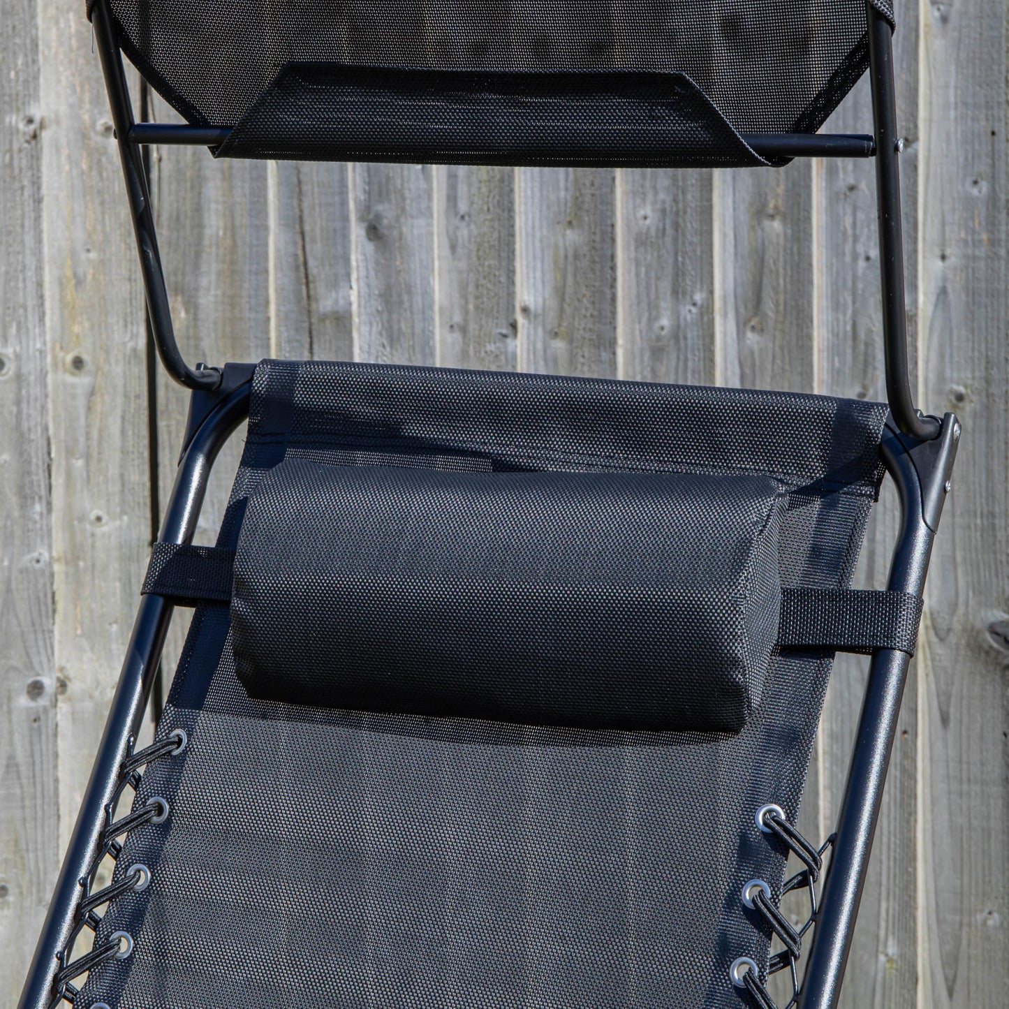 Factory Seconds Multi Position Garden Gravity Relaxer Chair Sun Lounger with Sun Canopy in Black