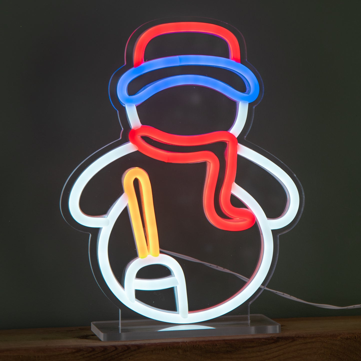 24cm Light up Christmas Snowman Table Top Neon Sign
