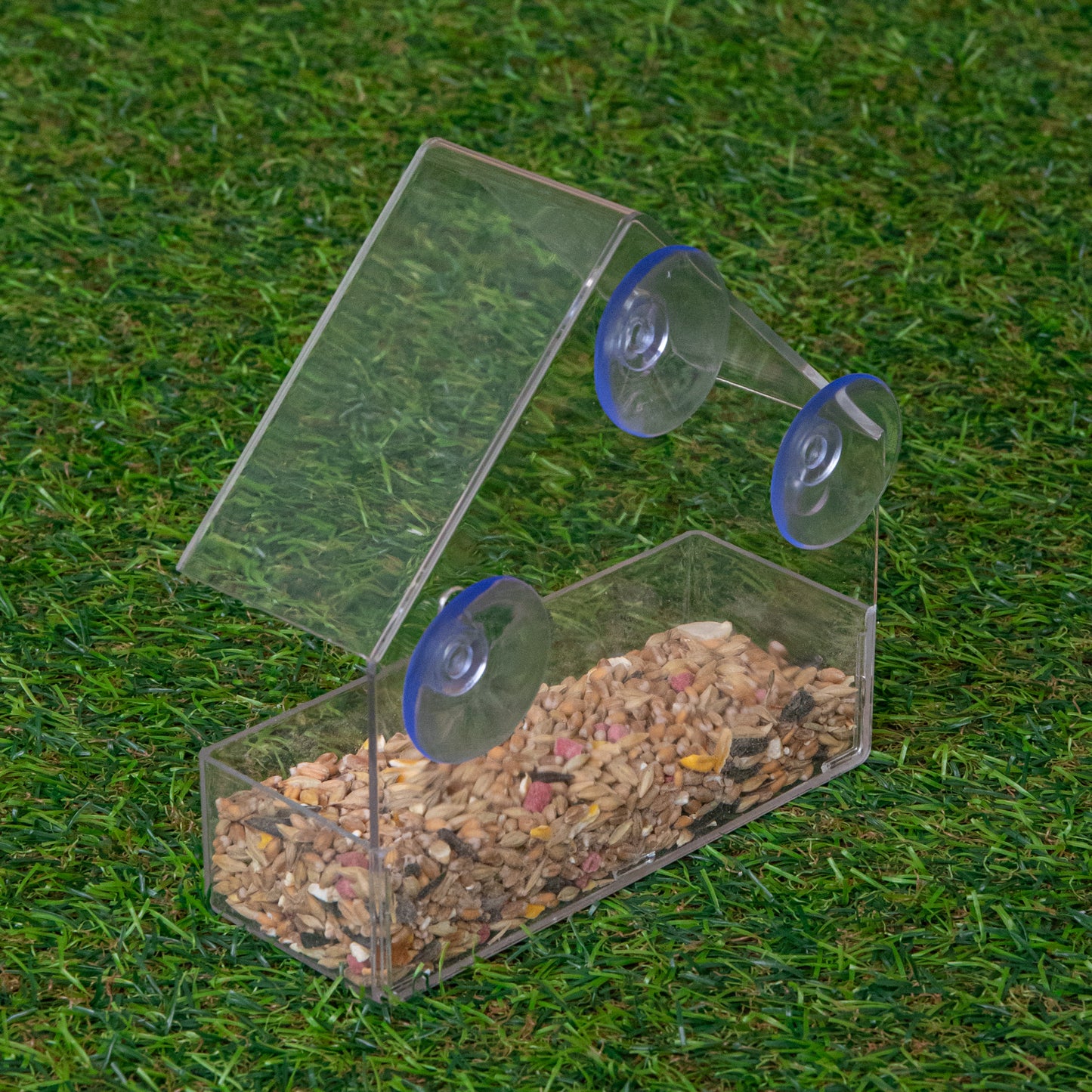 15cm Clear Plastic Glass Window Garden Wild Bird Seed Nut Feeder with Suction Cups