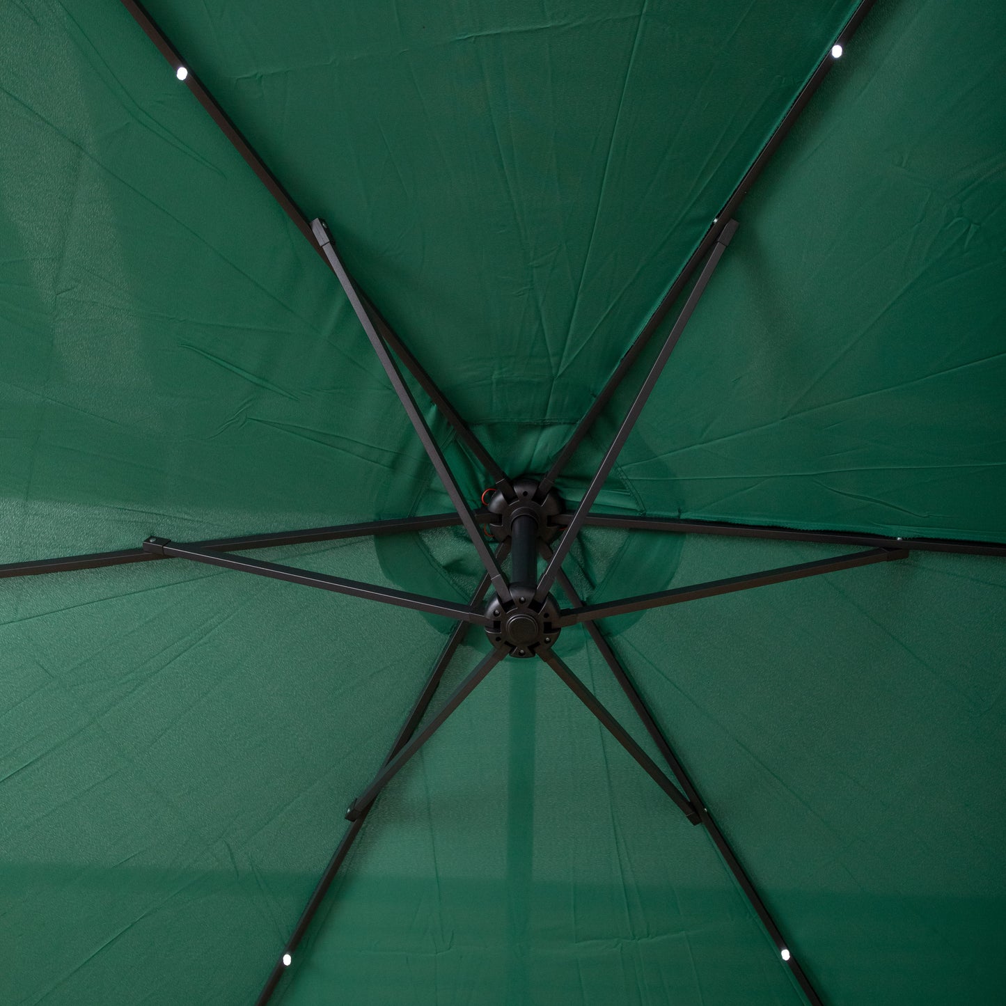 Samuel Alexander 3m Solar Powered Cantilever Lit Banana Garden Parasol with Crank Handle & White LED Lights in Green