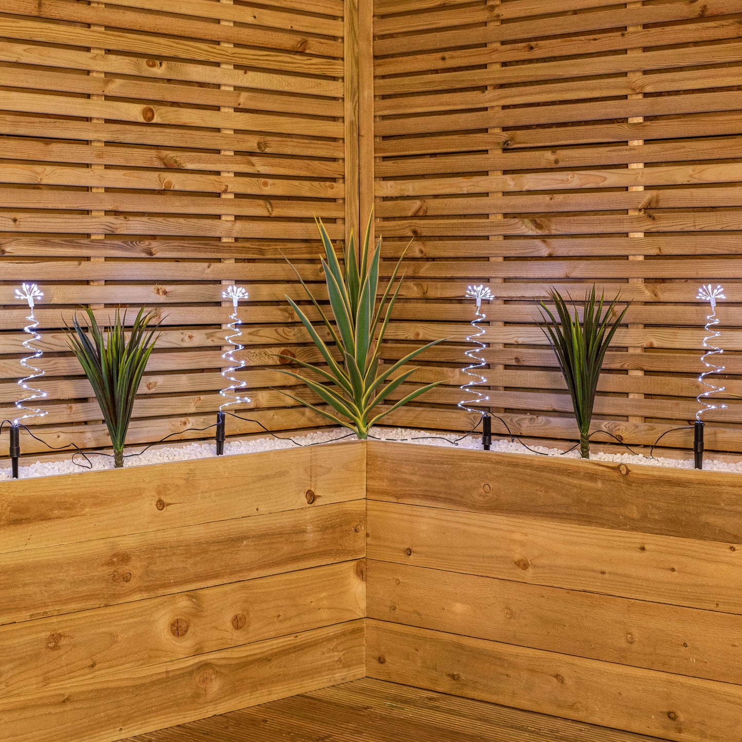 30cm Set of 4 Light up Silver Spiral Shaped Christmas Tree Garden Path Lights with 200 White LEDs