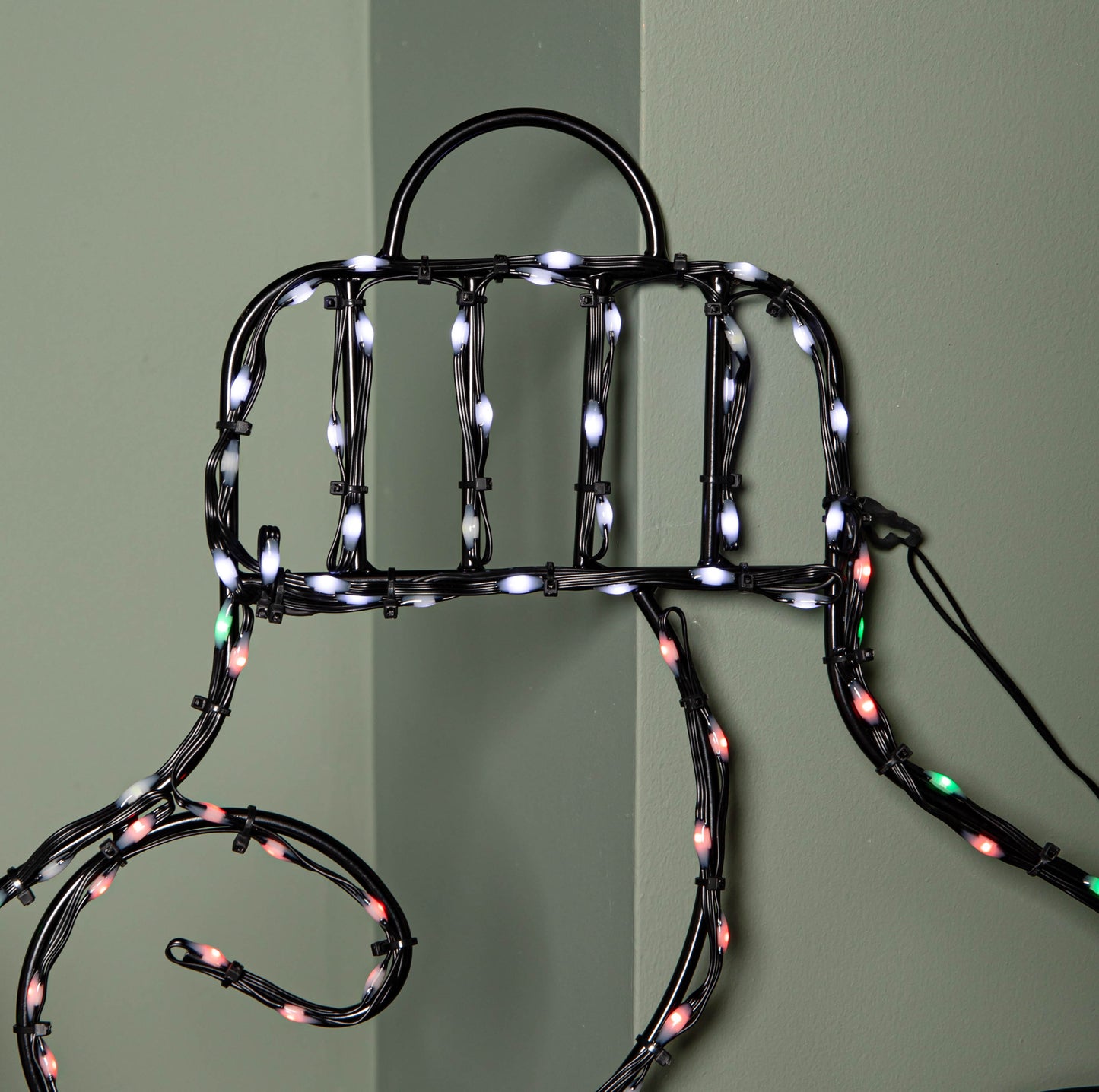 78cm Metal Hanging Christmas Bauble with 245 Static & Twinkling LEDs in Red & Green