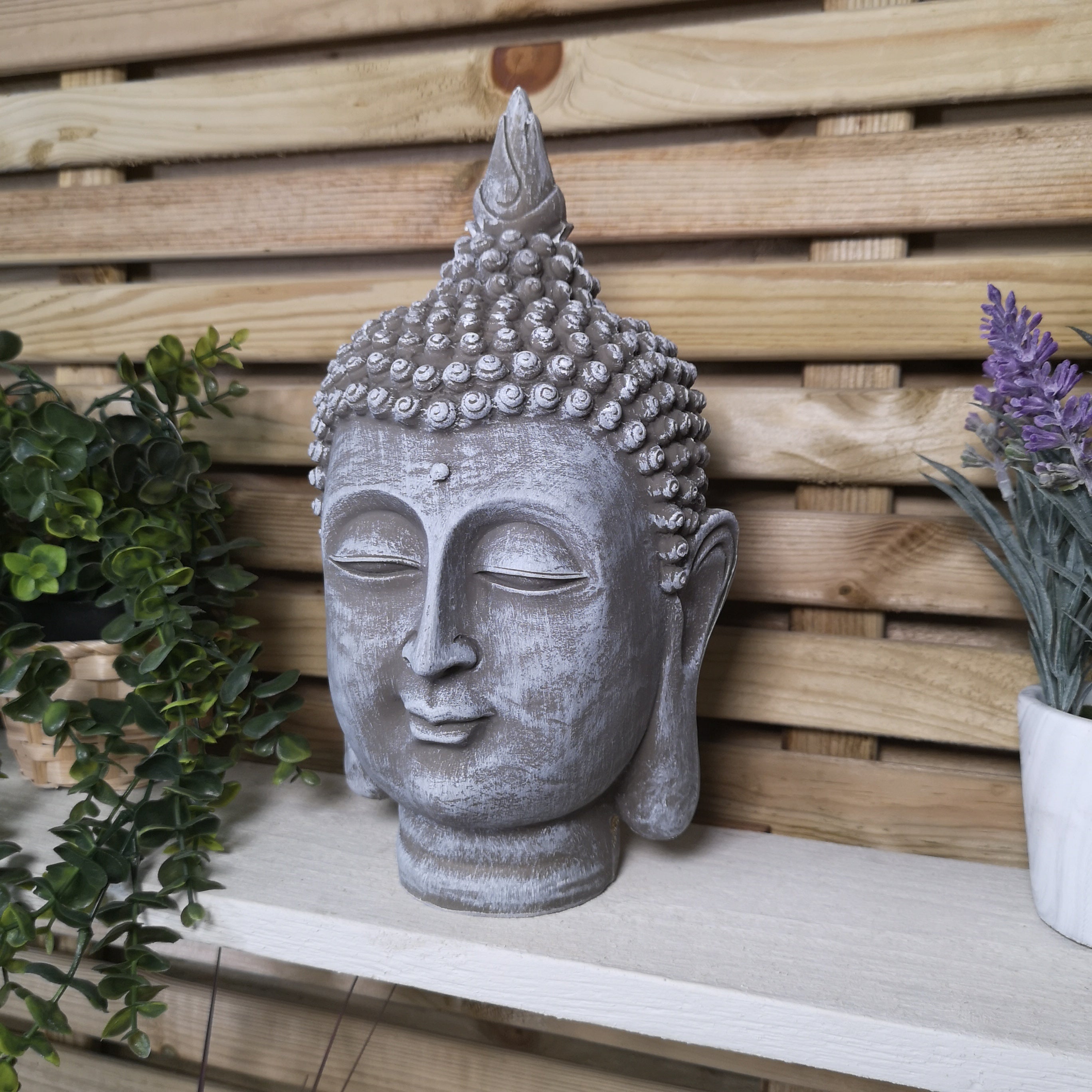 30cm Buddha Head Garden Patio Sculpture Decoration