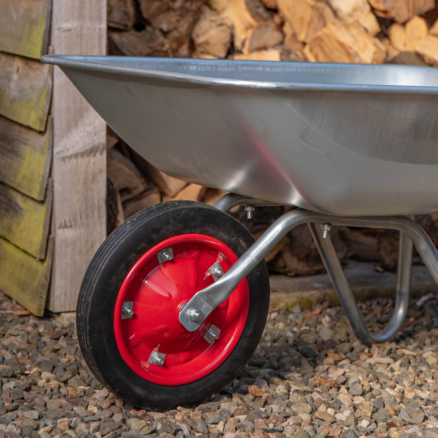 65 Litre 60kg Capacity Galvanised Samuel Alexander Metal Garden Wheelbarrow with Solid Puncture Proof Tyre