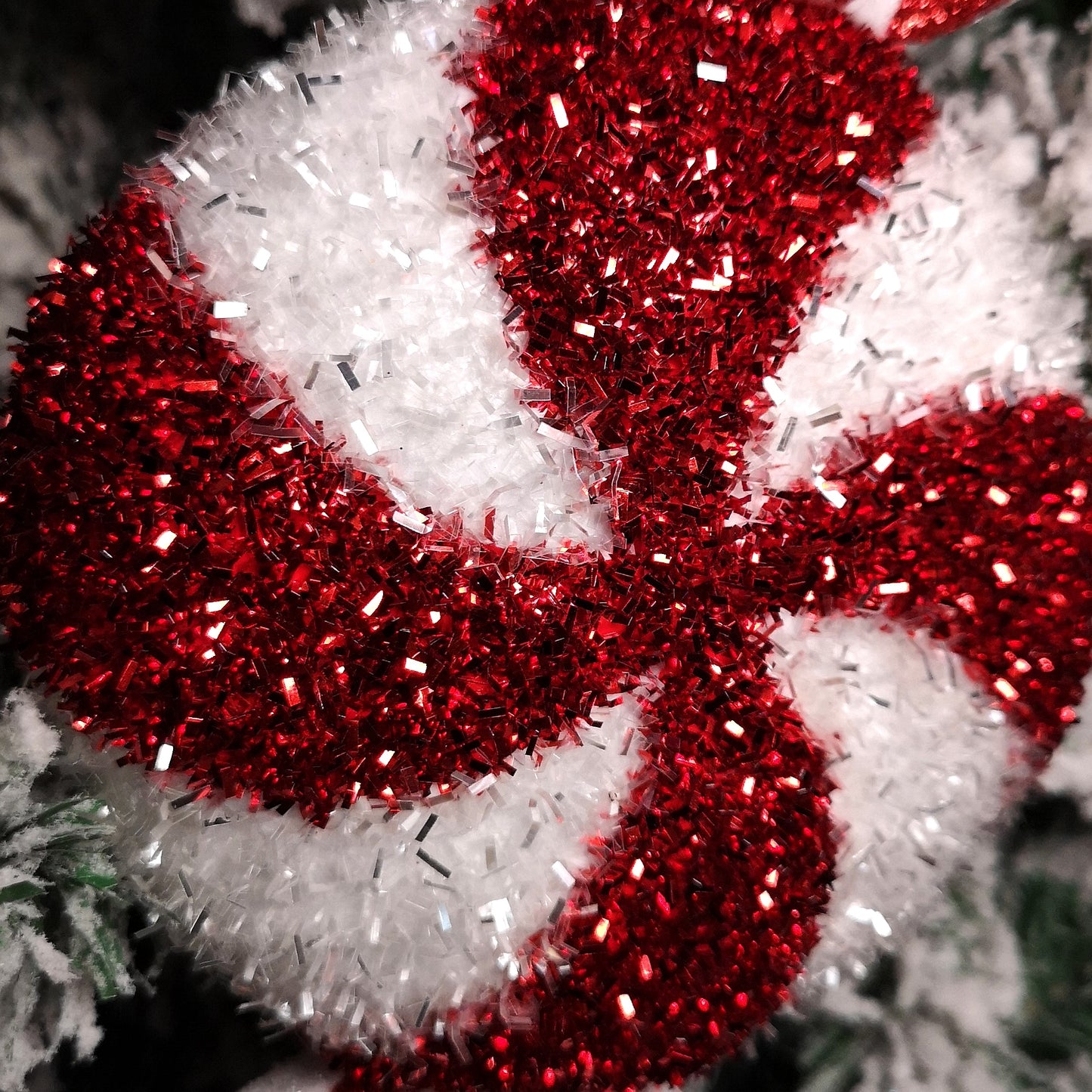 28cm Red and White Glitter Candy Stripe Sweet Hanging Christmas Decoration