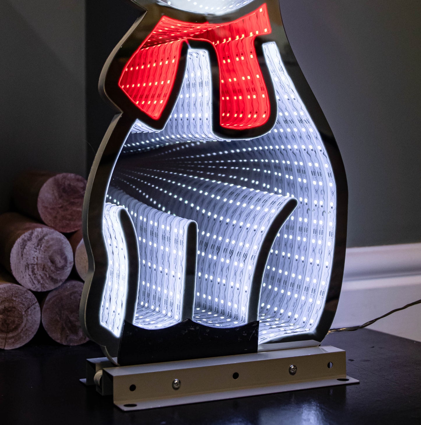 60cm Infinity Standing Christmas Reindeer with Metal Base, White and Red LEDs