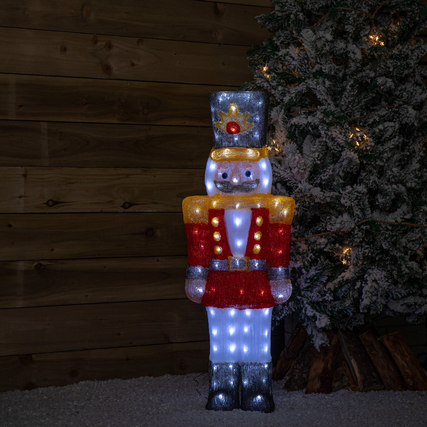 93cm Light up Acrylic Christmas Nutcracker Decoration with 140 White LEDs