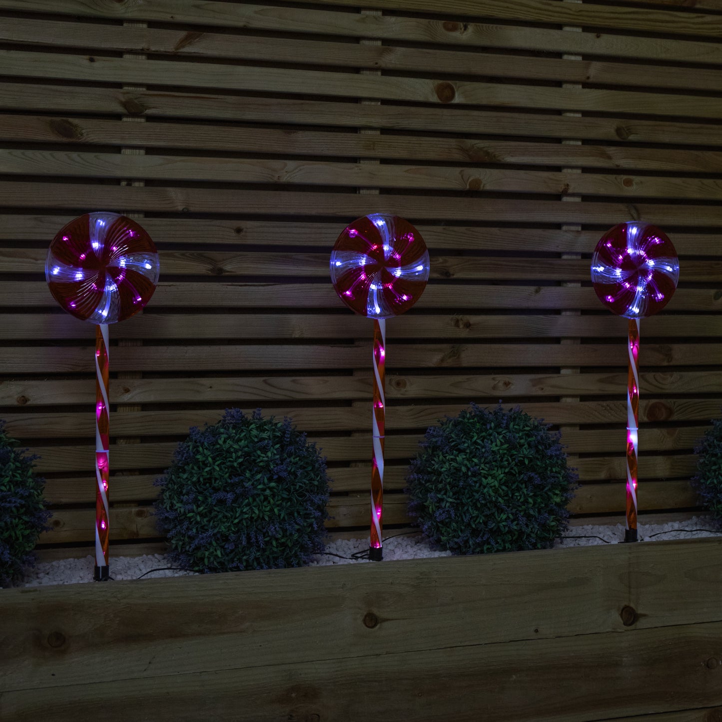 58cm Light up Red and White Candy Pop Christmas Pathfinders with 63 White LEDs