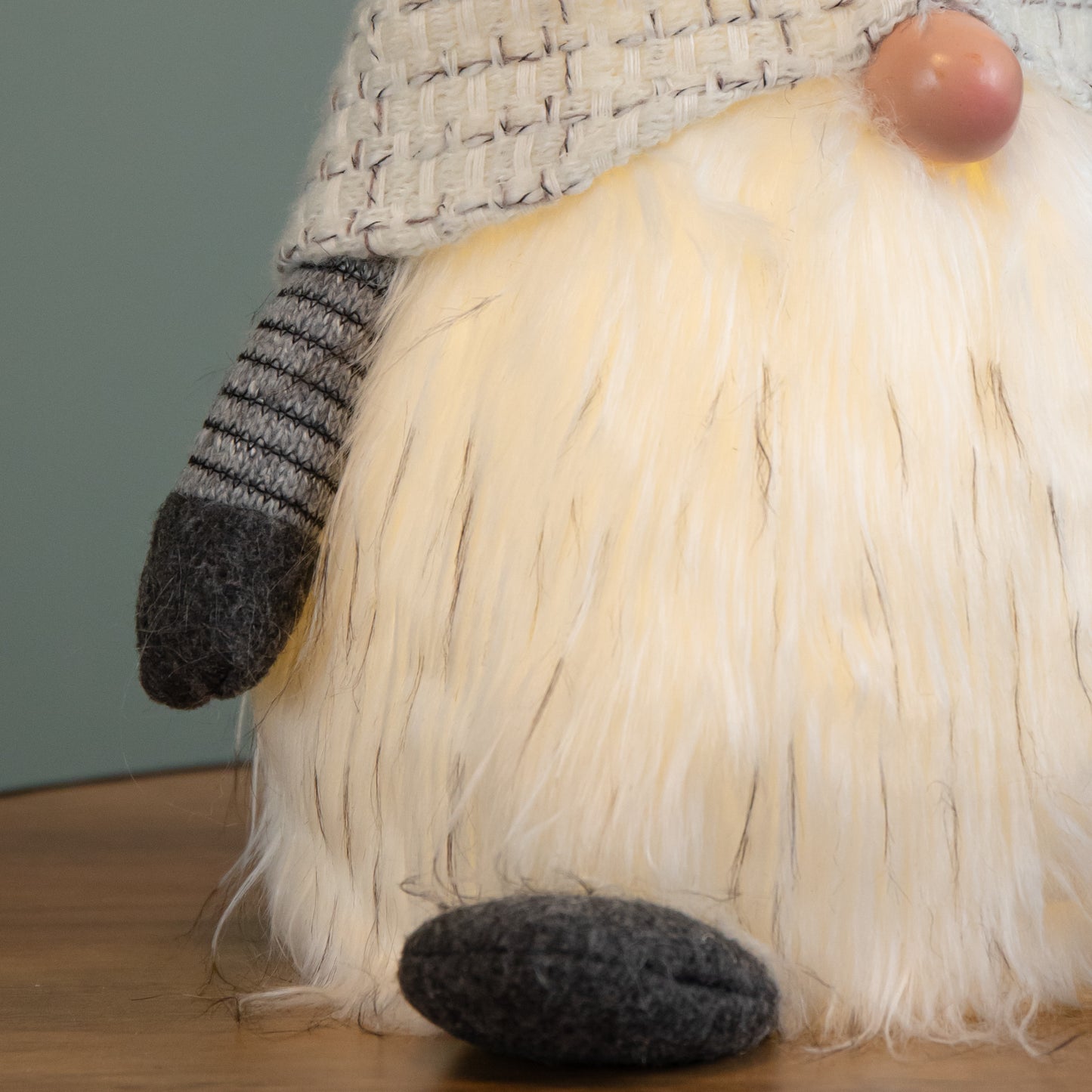 50cm Battery Operated Christmas Sitting Gonk Decoration in Light Grey