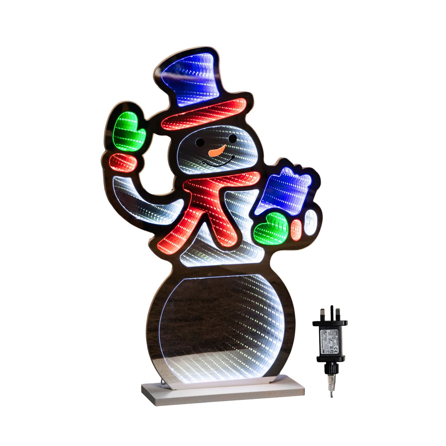 60cm Infinity Light up Standing Snowman Christmas Decoration with Multi-Coloured LEDs on Base