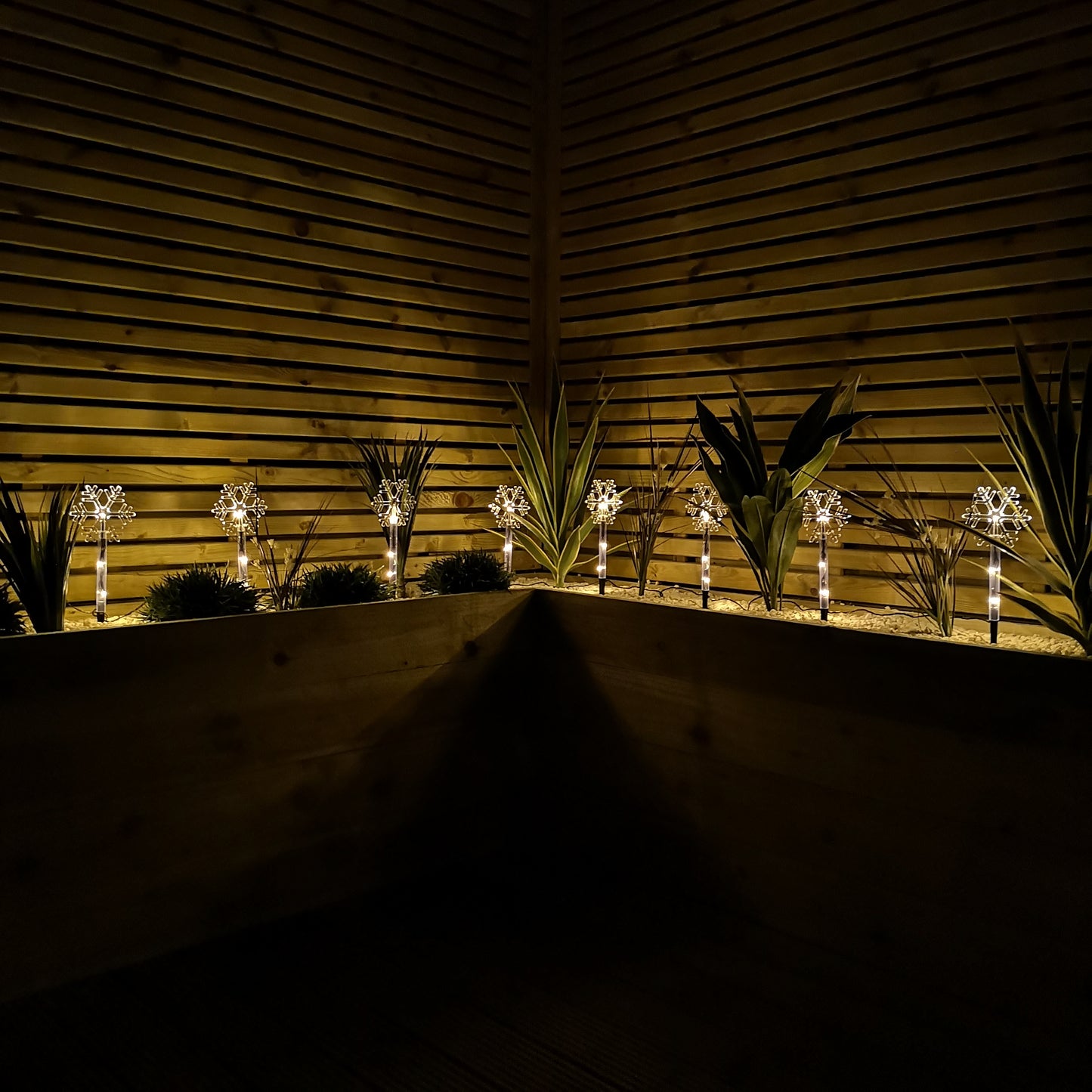 Battery Operated Set of 8 Light up Christmas Snowflake Garden Stakes with LEDs