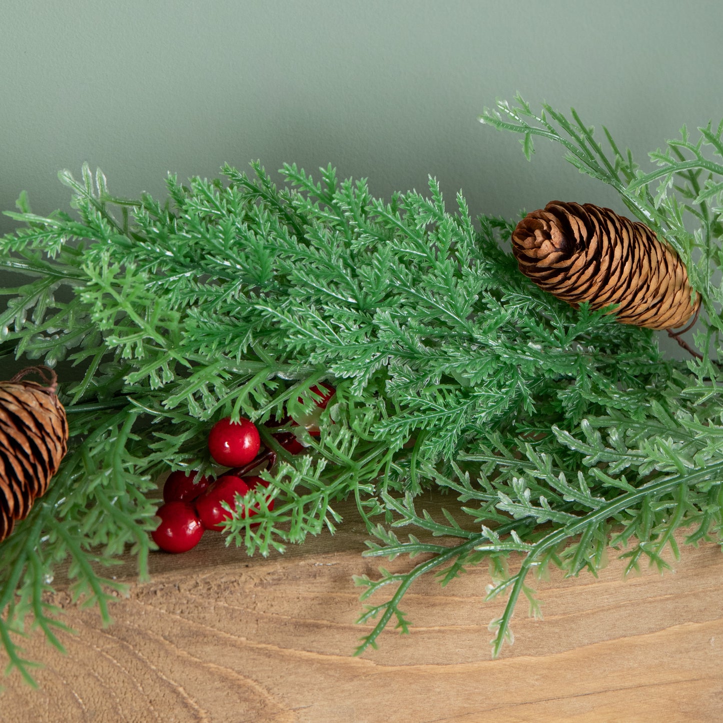 1.50m Pine and Red Berry Christmas Garland with Pinecones