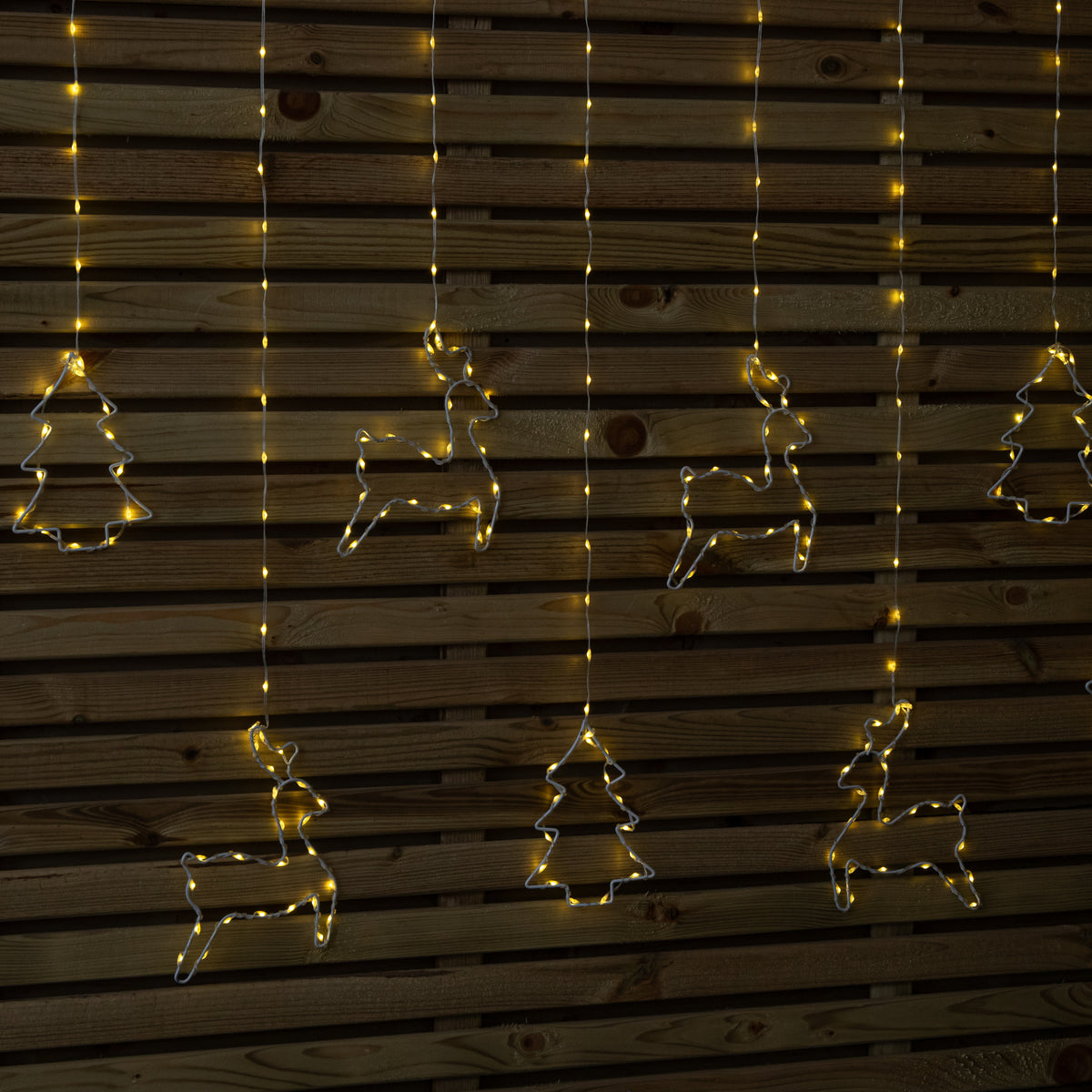1.2m Light up Festive Curtain Christmas Lights with Warm White LEDs