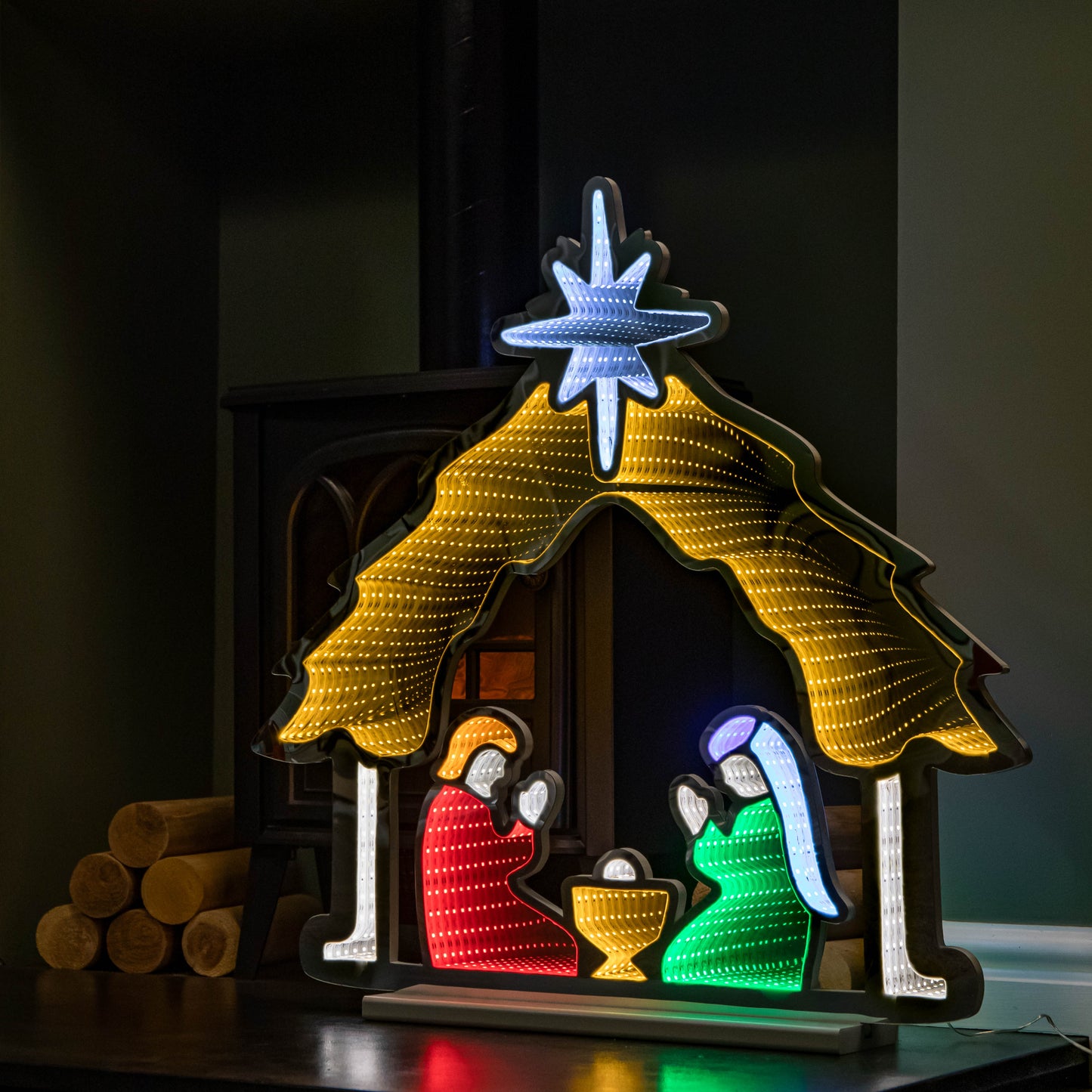 65cm Light up Nativity Scene Infinity Christmas Decoration with Multi-Coloured LEDs