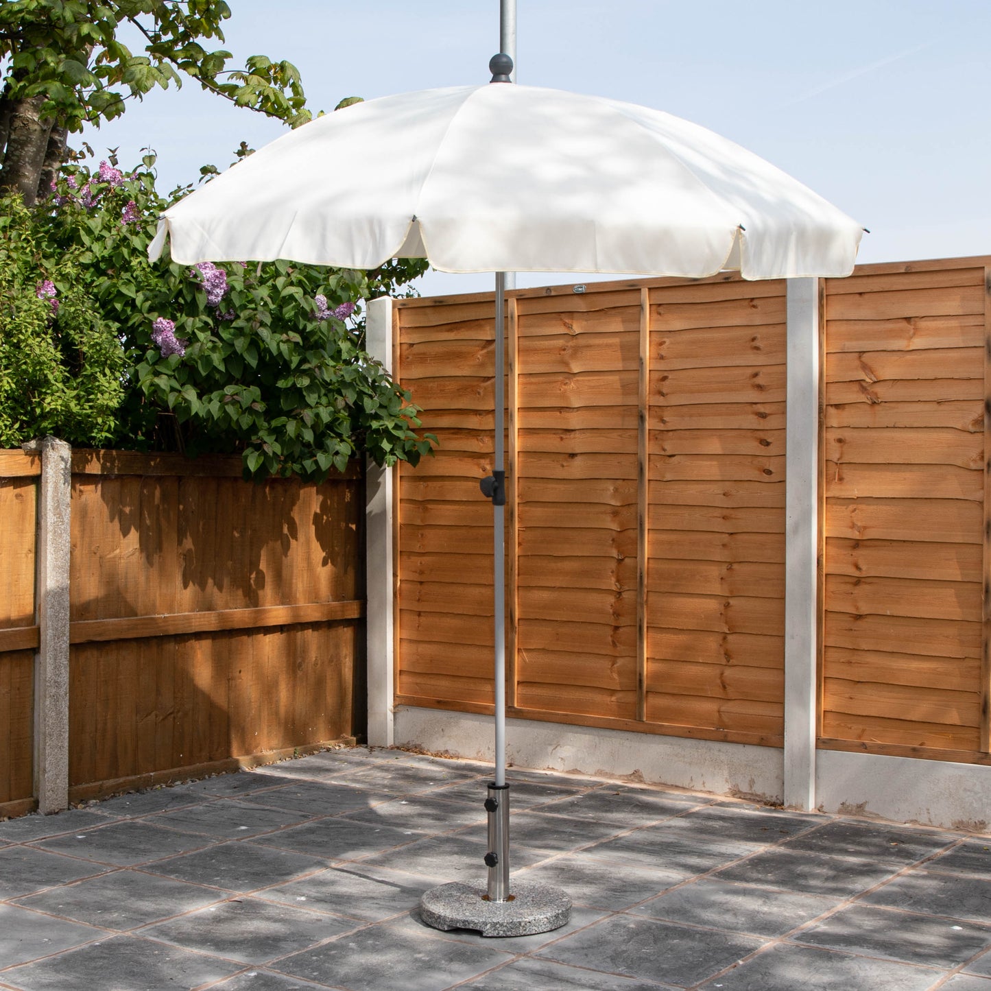 15kg Round Granite Garden Parasol / Umbrella Base Weight Stainless Steel Pole