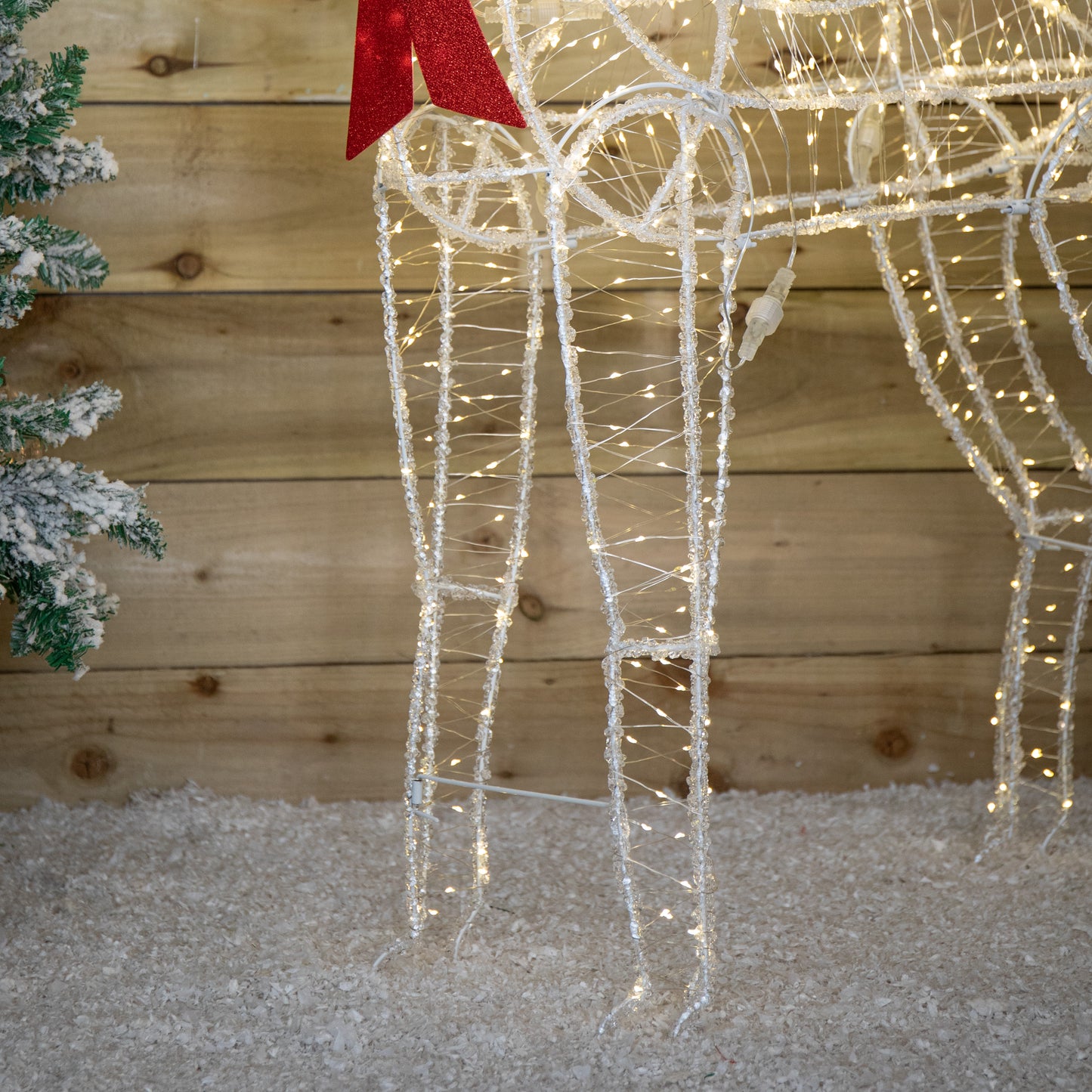 1.24m Light up Acrylic Christmas Deer Decoration with Red Bow and 880 Warm White LEDs