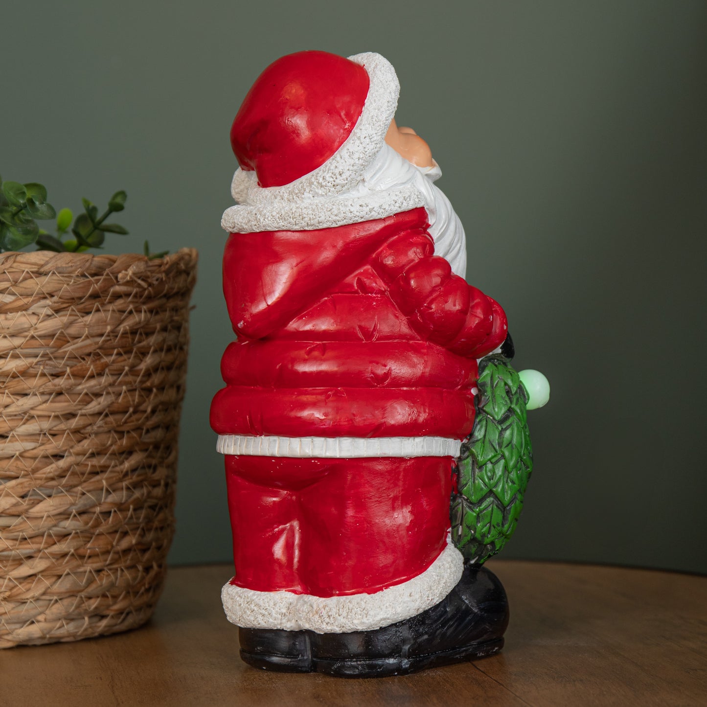 25cm Battery Powered Light up Santa Christmas Hand Painted Decoration with LEDs