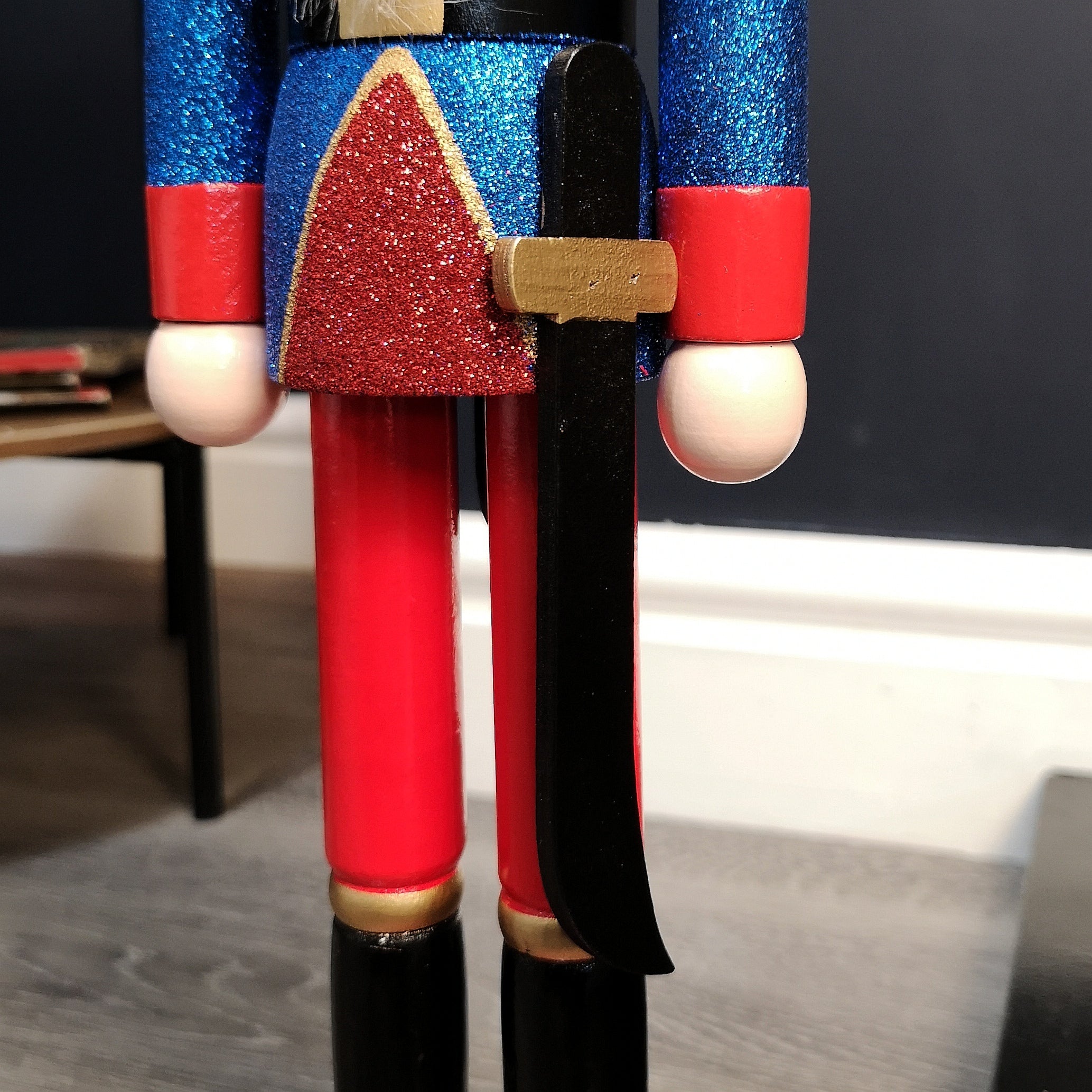 50cm Indoor Traditional Wooden Christmas Nutcracker Decoration in Blue