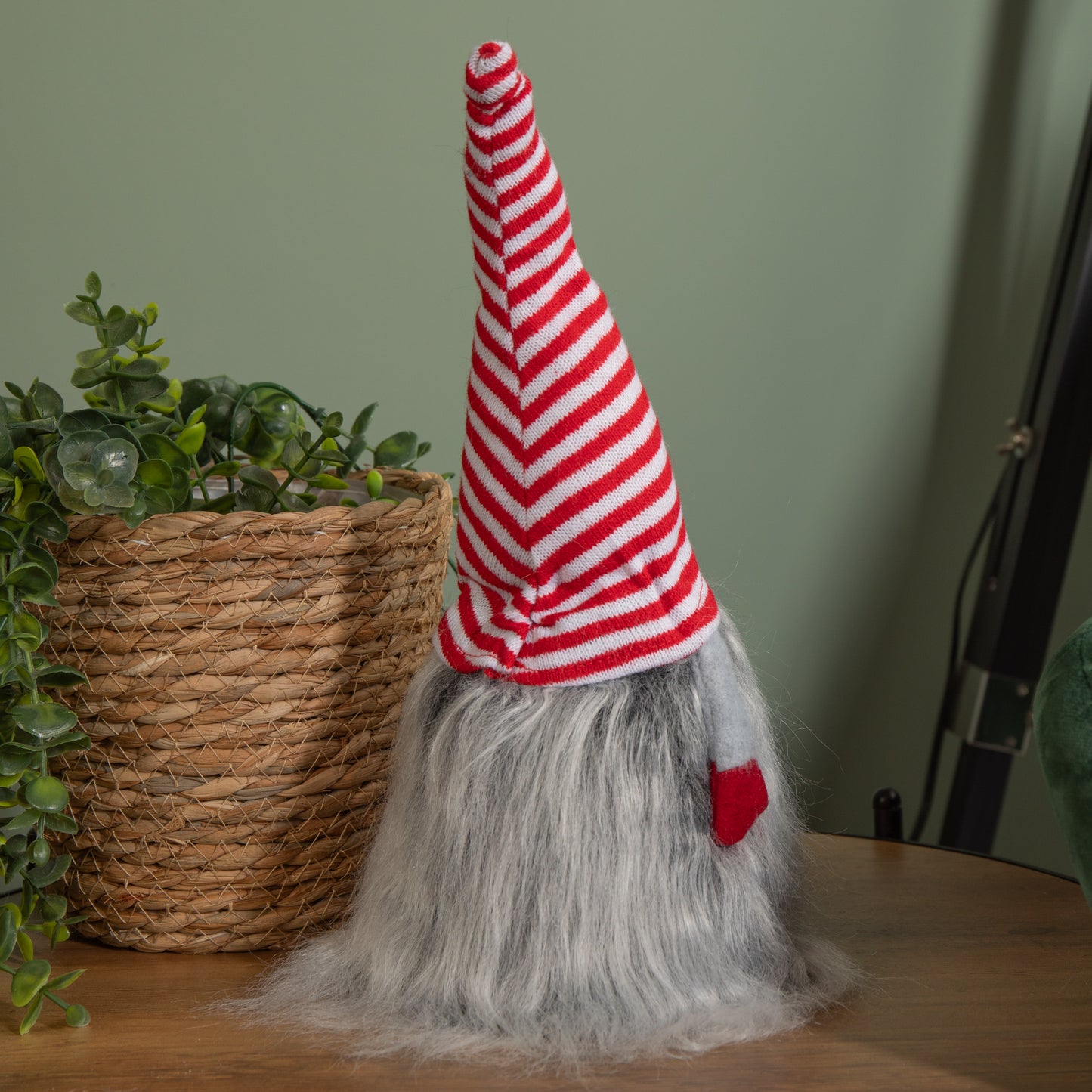 34cm Cuddly Santa Gonk Indoor Christmas Decoration - Stripey Hat