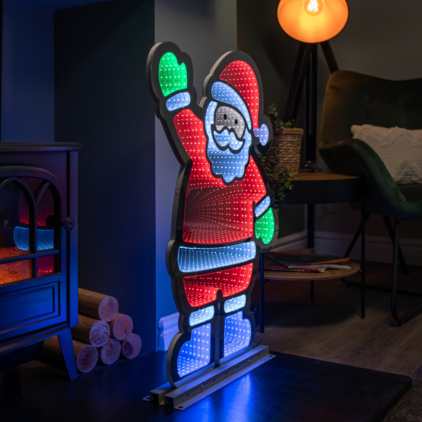 74cm LED Infinity Light Waving Santa