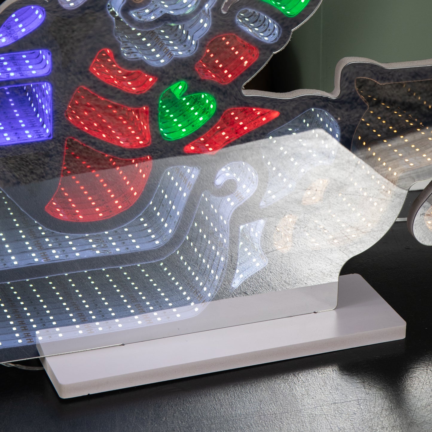 60cm Light up Santa in Sleigh with Present Christmas Infinity Mirror with Multi-Coloured LEDs