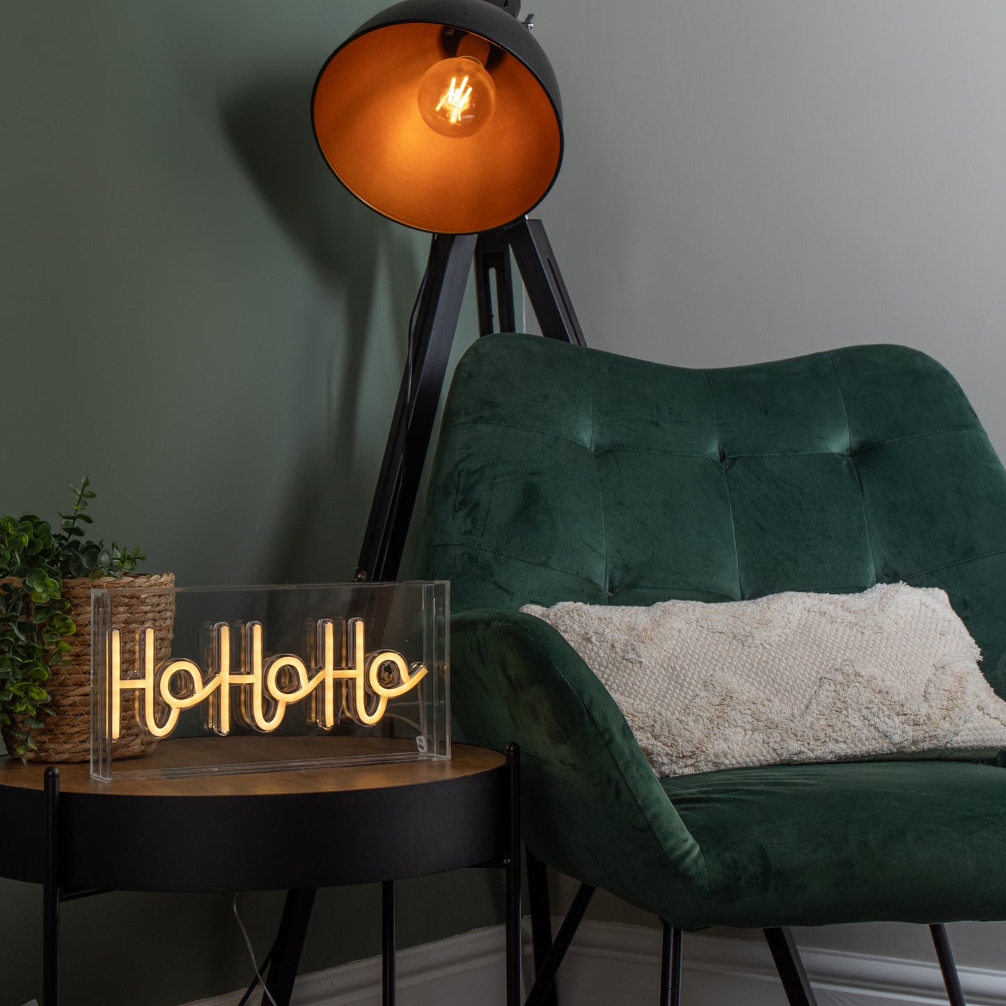 15cm x 30cm Light up Christmas Ho Ho Ho Neon Flex Sign with Warm White LEDs