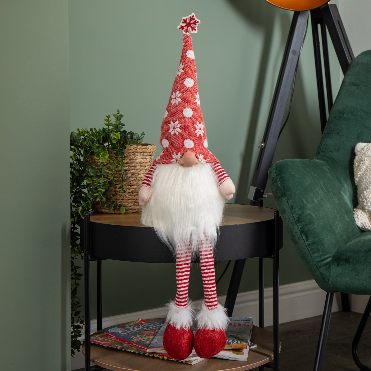 69cm Battery Lit Christmas Gonk Decoration with Dangly legs in Red