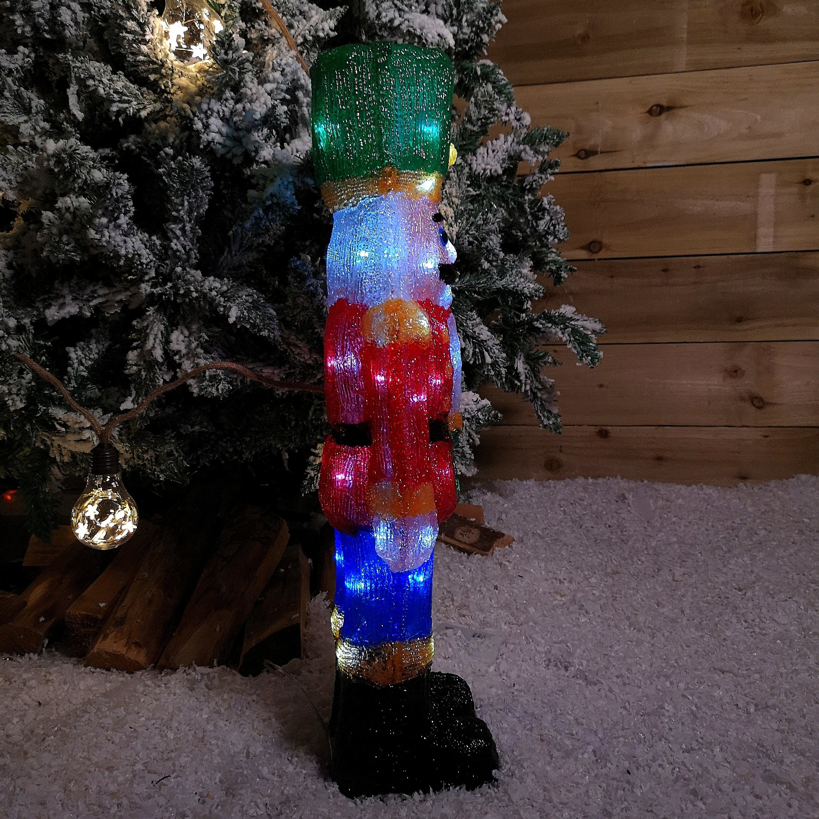 59cm Battery Operated Light up Acrylic Christmas Nutcracker Decoration with White LEDs