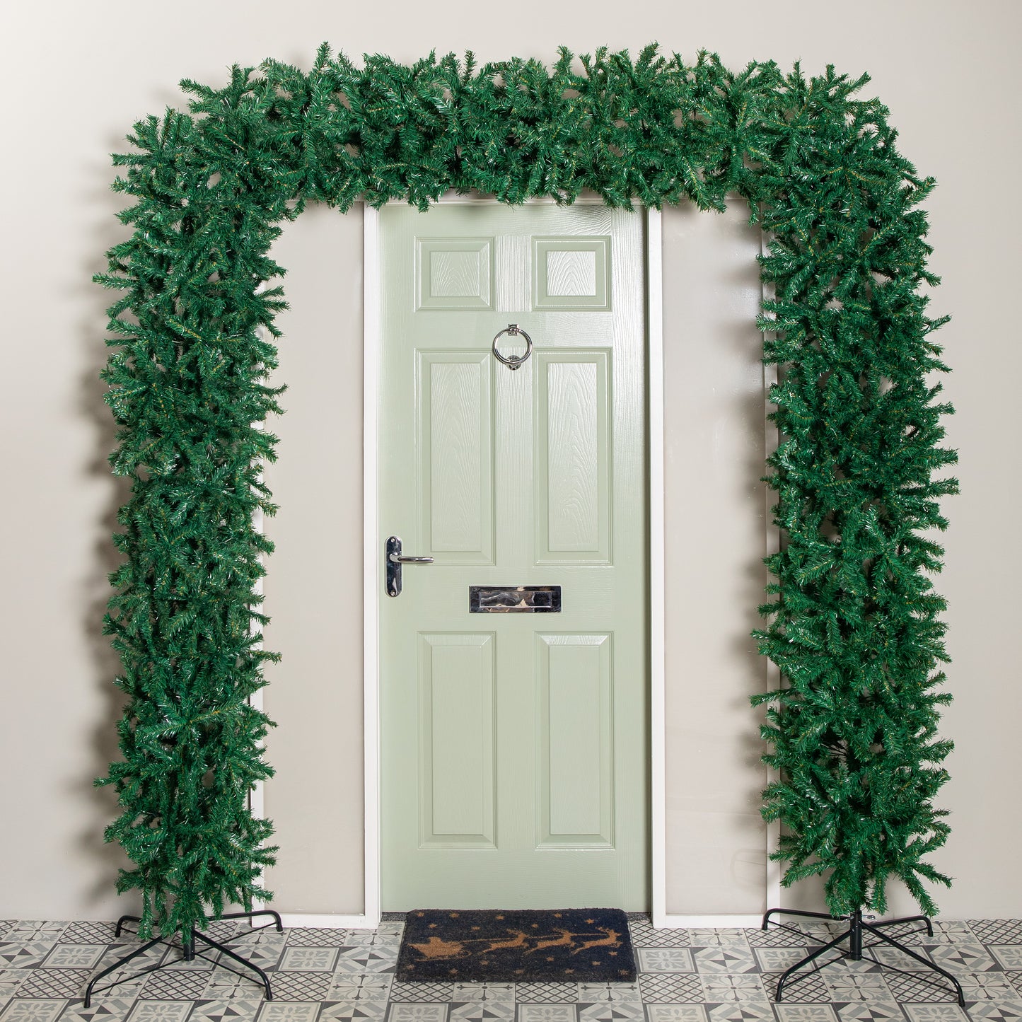 8ft (2.35m) Samuel Alexander Double Door Plain Green Flat Top Christmas Tree Arch with 2000 Tips