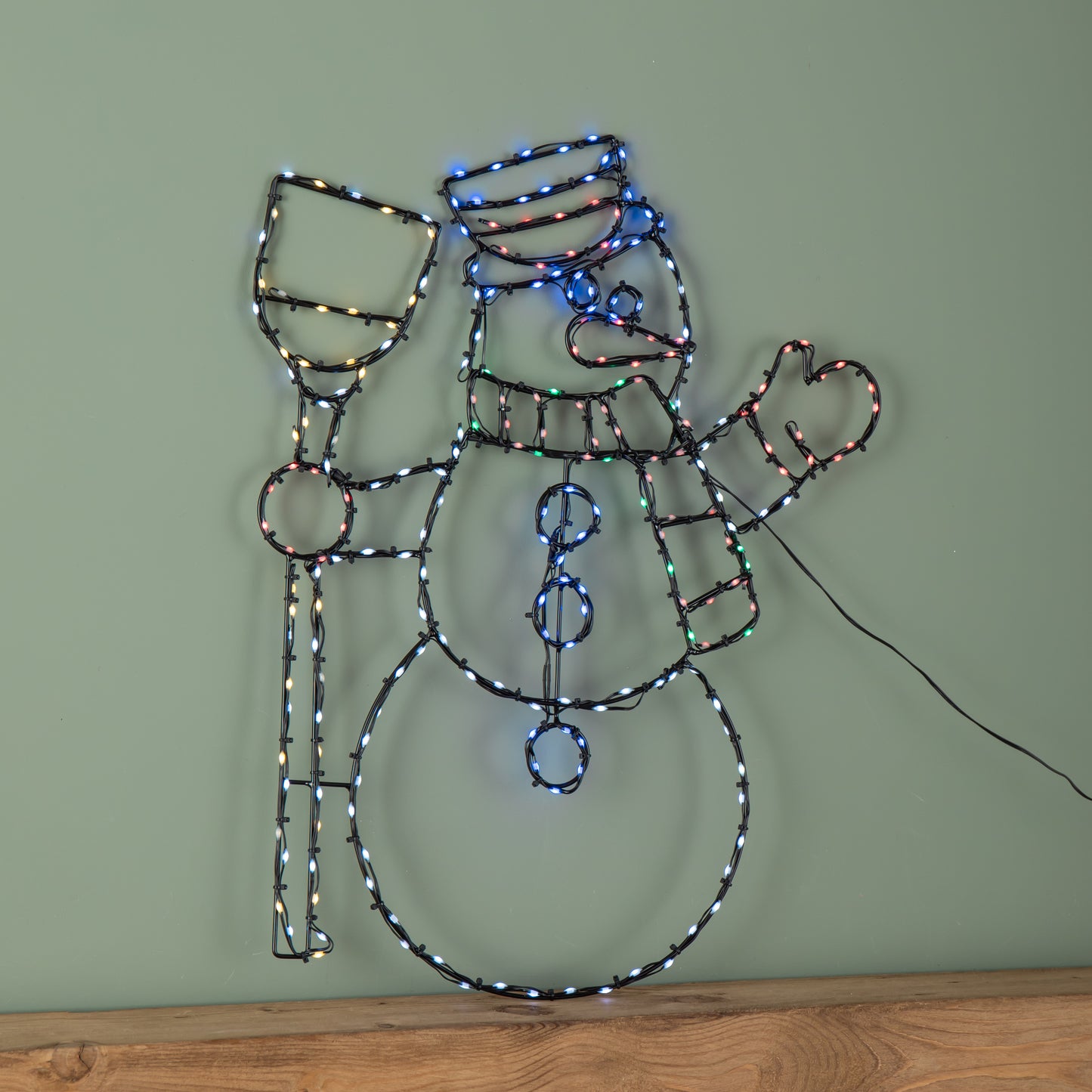 59cm x 45cm Light up FlexiBrights Christmas Snowman Silhouette with 238 Multi-Coloured LEDs