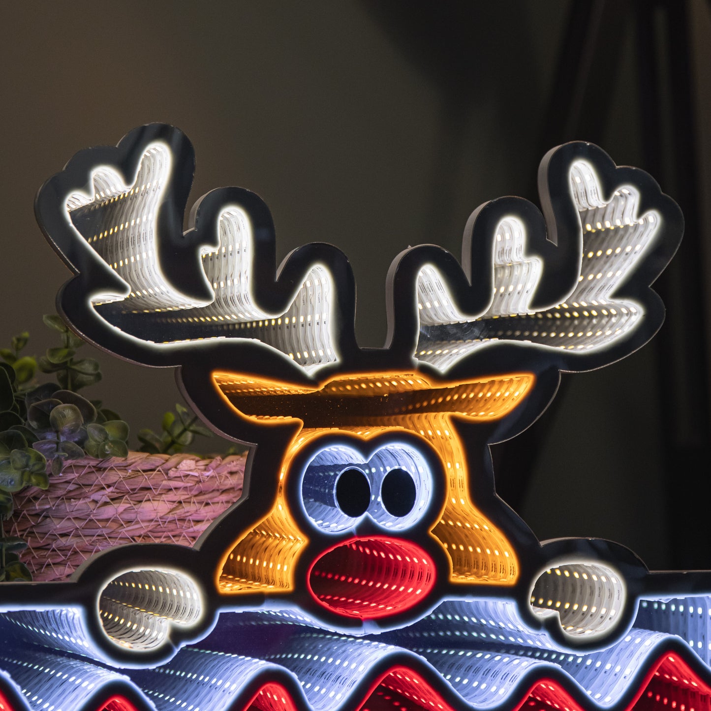 40cm Light up Christmas Deer with Snow Infinity Decoration & LEDs