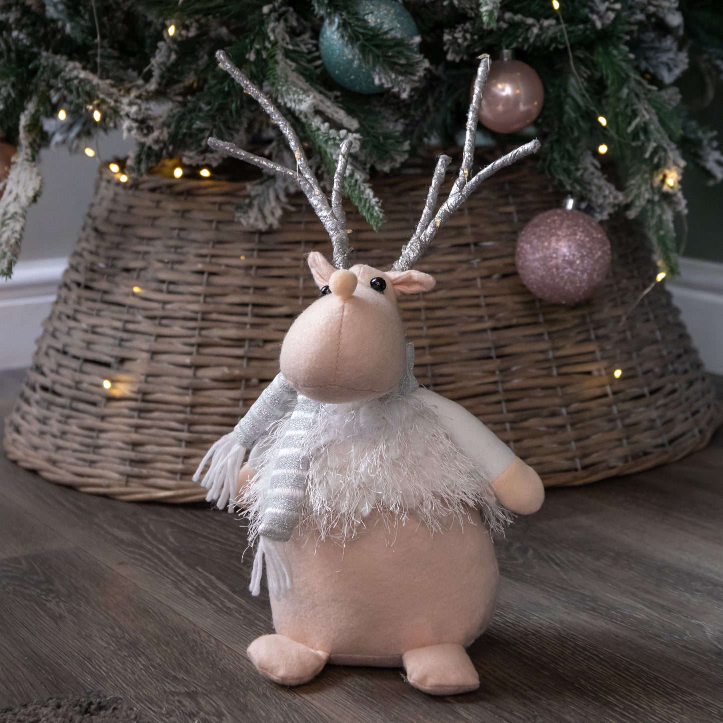 40cm Battery Operated Plush Christmas Reindeer with LED Lit Antlers