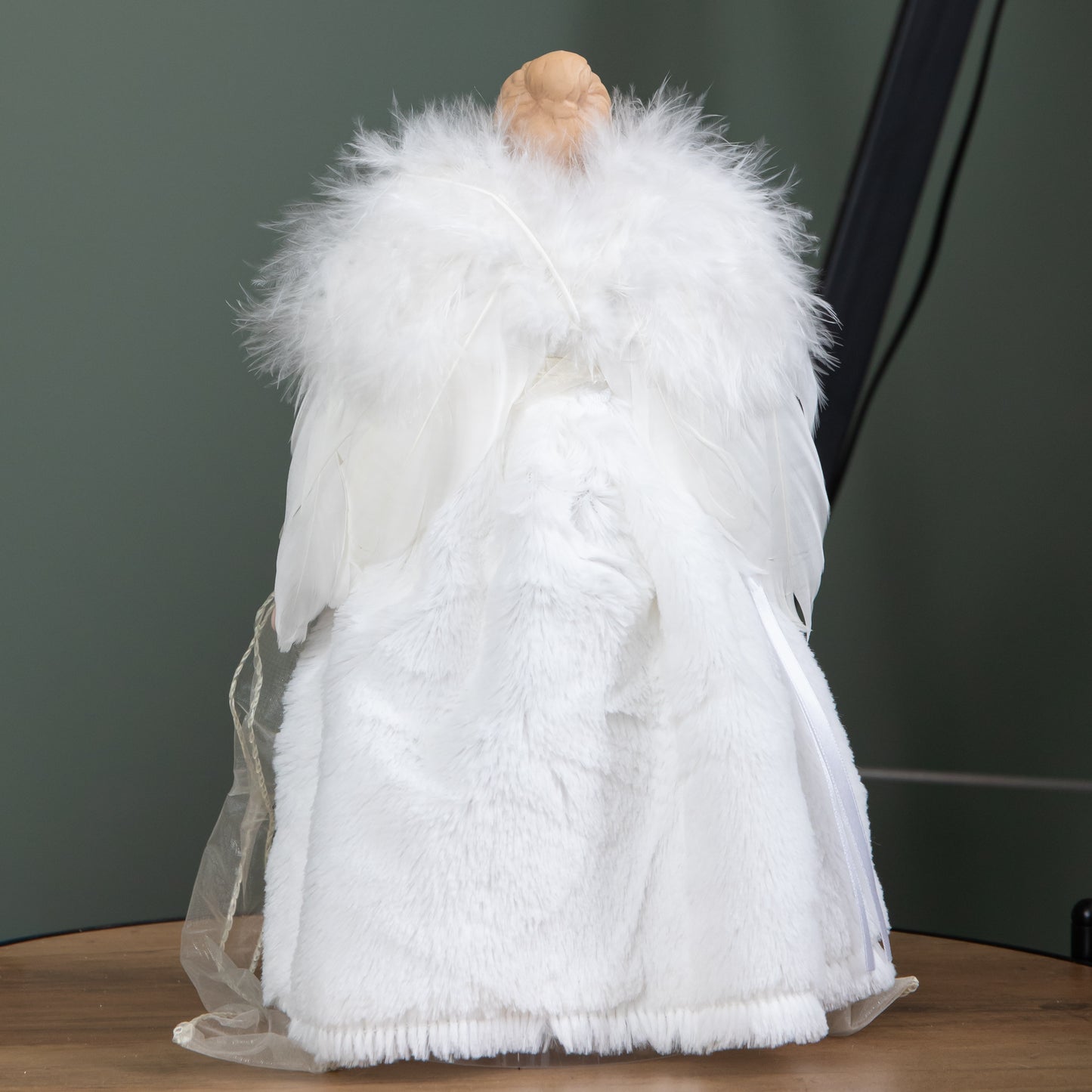 30cm Angel Holding Dove Christmas Tree Topper in White