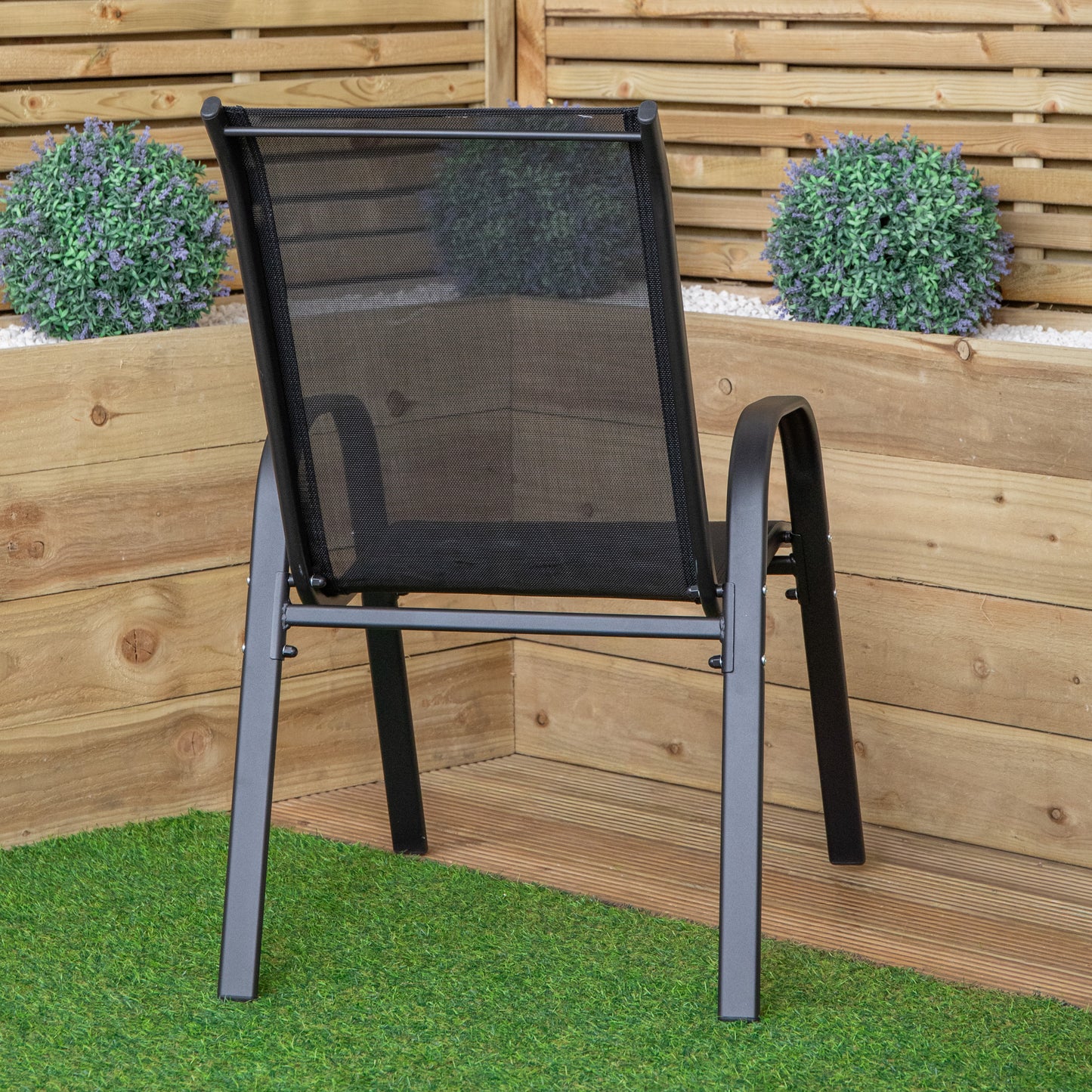 Set of 6 Outdoor Garden Patio Textilene Furniture Chairs in Black
