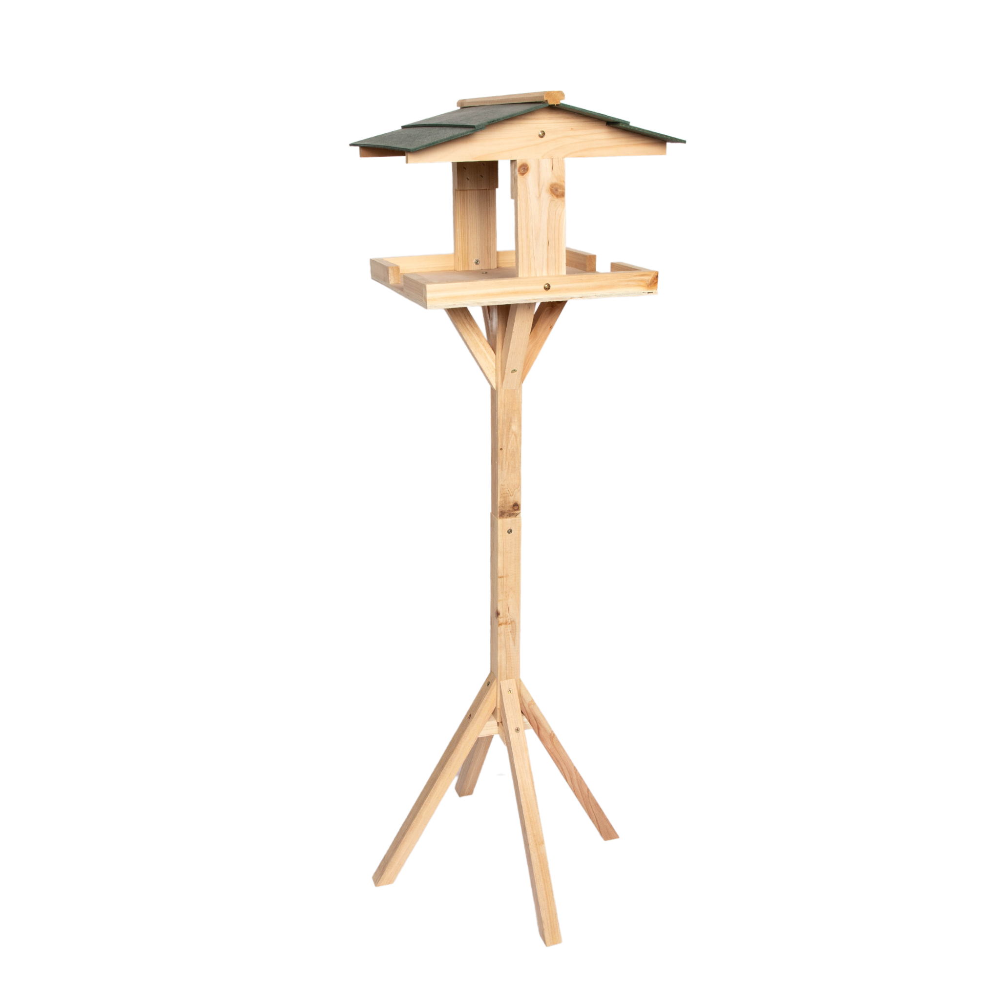 1.16m Traditional Wooden Garden Bird Seed Feeder Table with Green Roof