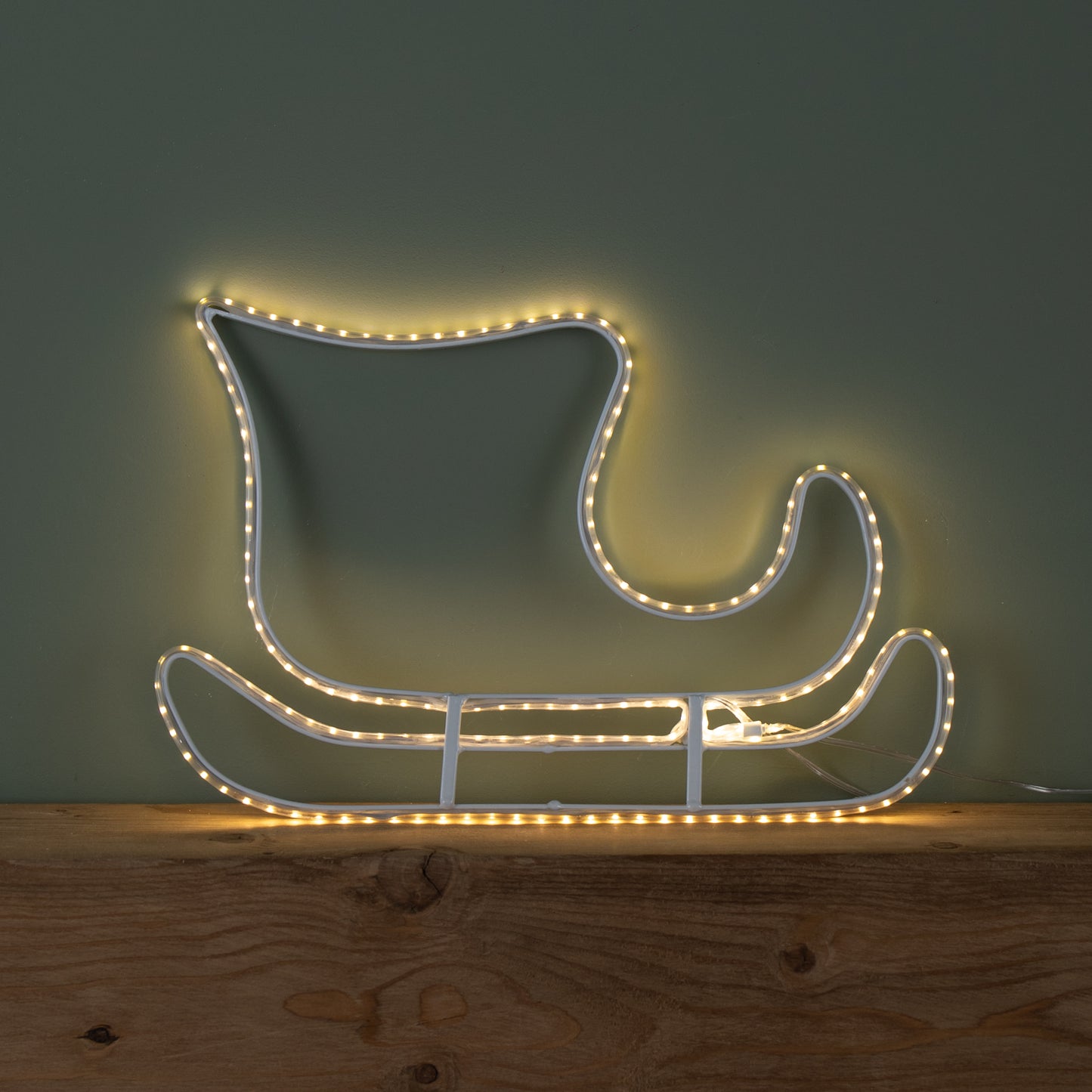 42cm Light up Hanging Christmas Reindeer and Sleigh Silhouette with Warm White LEDs