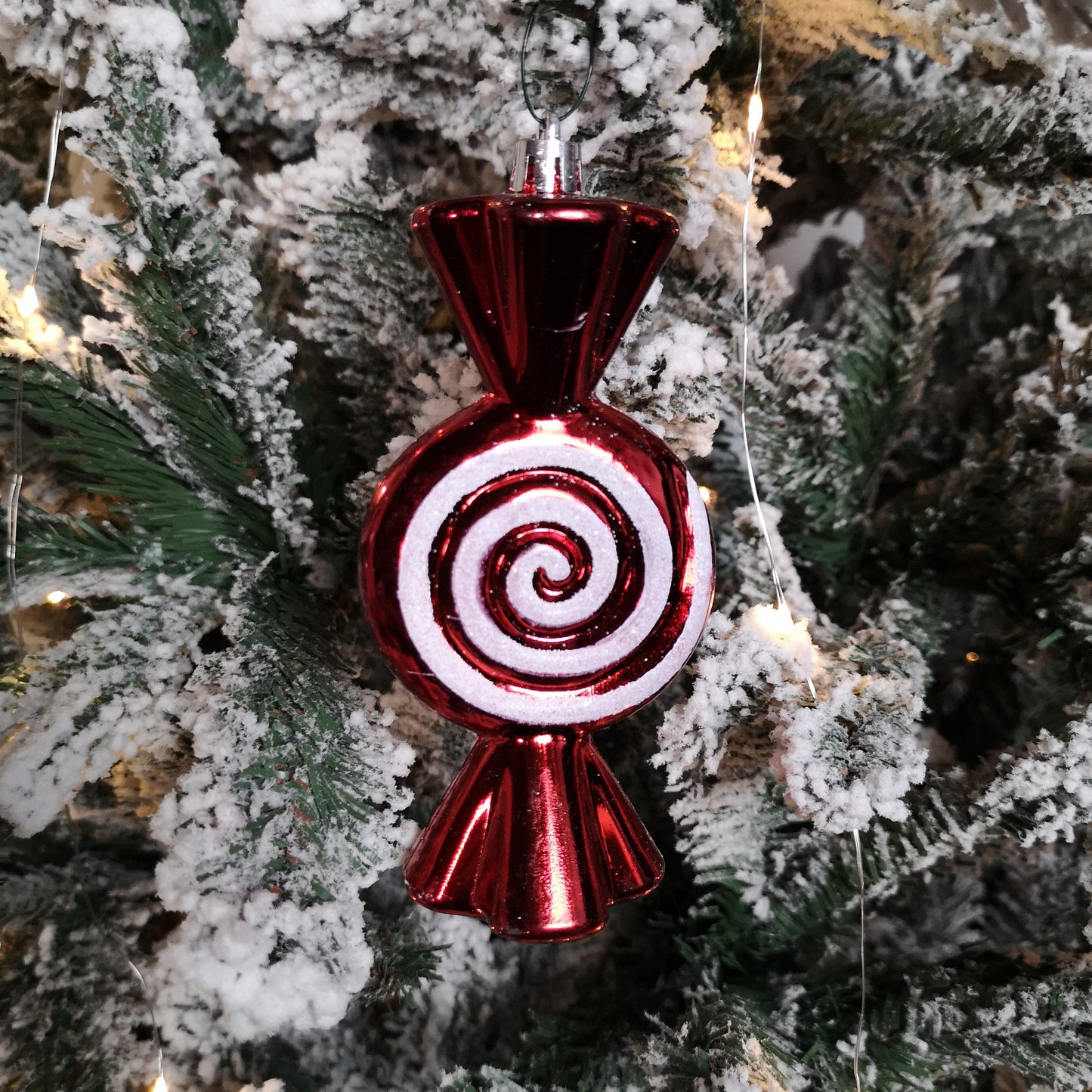 Pack of 5 15cm Red & White Candy Stripe Sweet Shatterproof Christmas Decoration