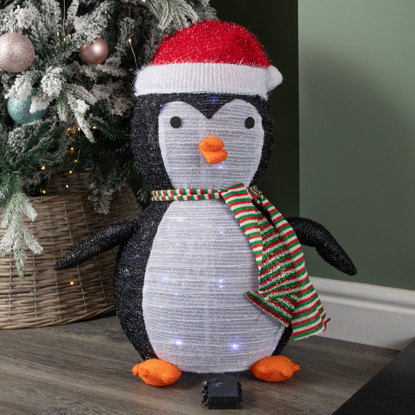 72cm Battery Operated Light up Pop up Christmas Penguin with Cool White LEDs