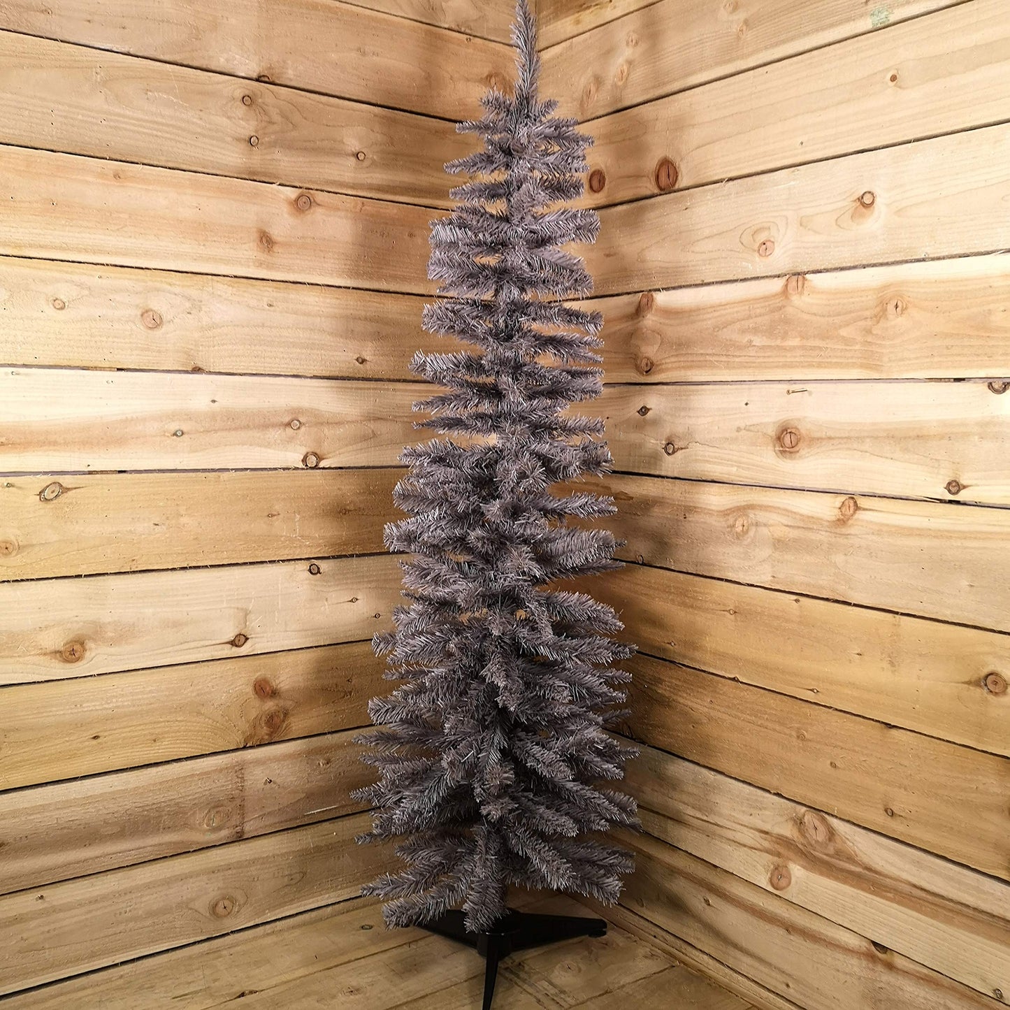 5ft (150cm) Snowtime Wrapped Pencil Pine Grey Christmas Tree with 236 Tips